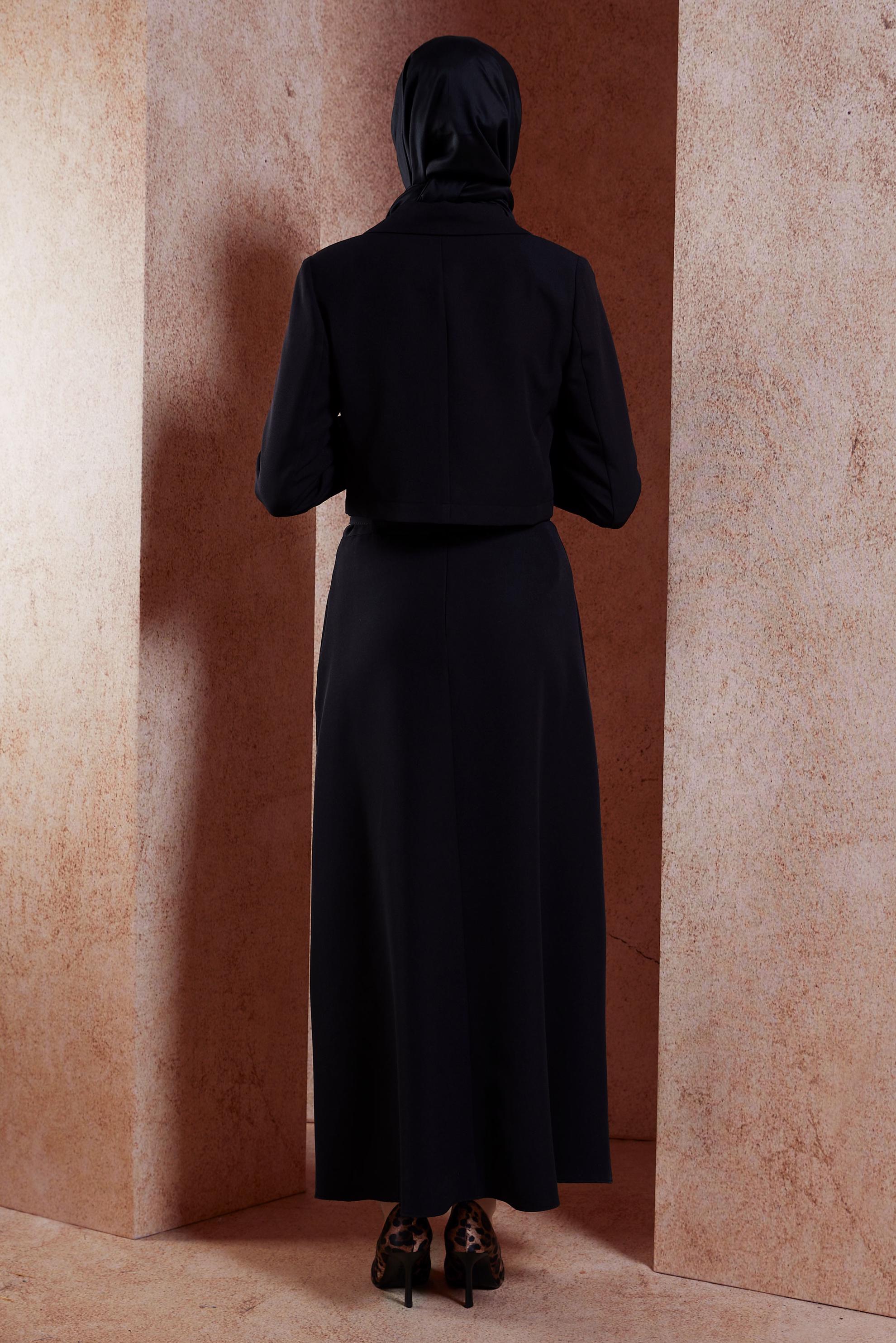 Vêtements hijab NOIR COSTUME À JUPE CEINTURÉE 45070