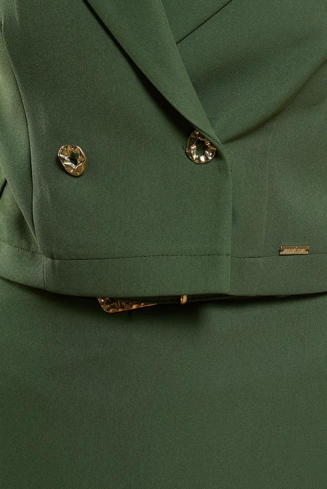 Vêtements hijab KAKI COSTUME À JUPE CEINTURÉE 45070 - ALVİNA