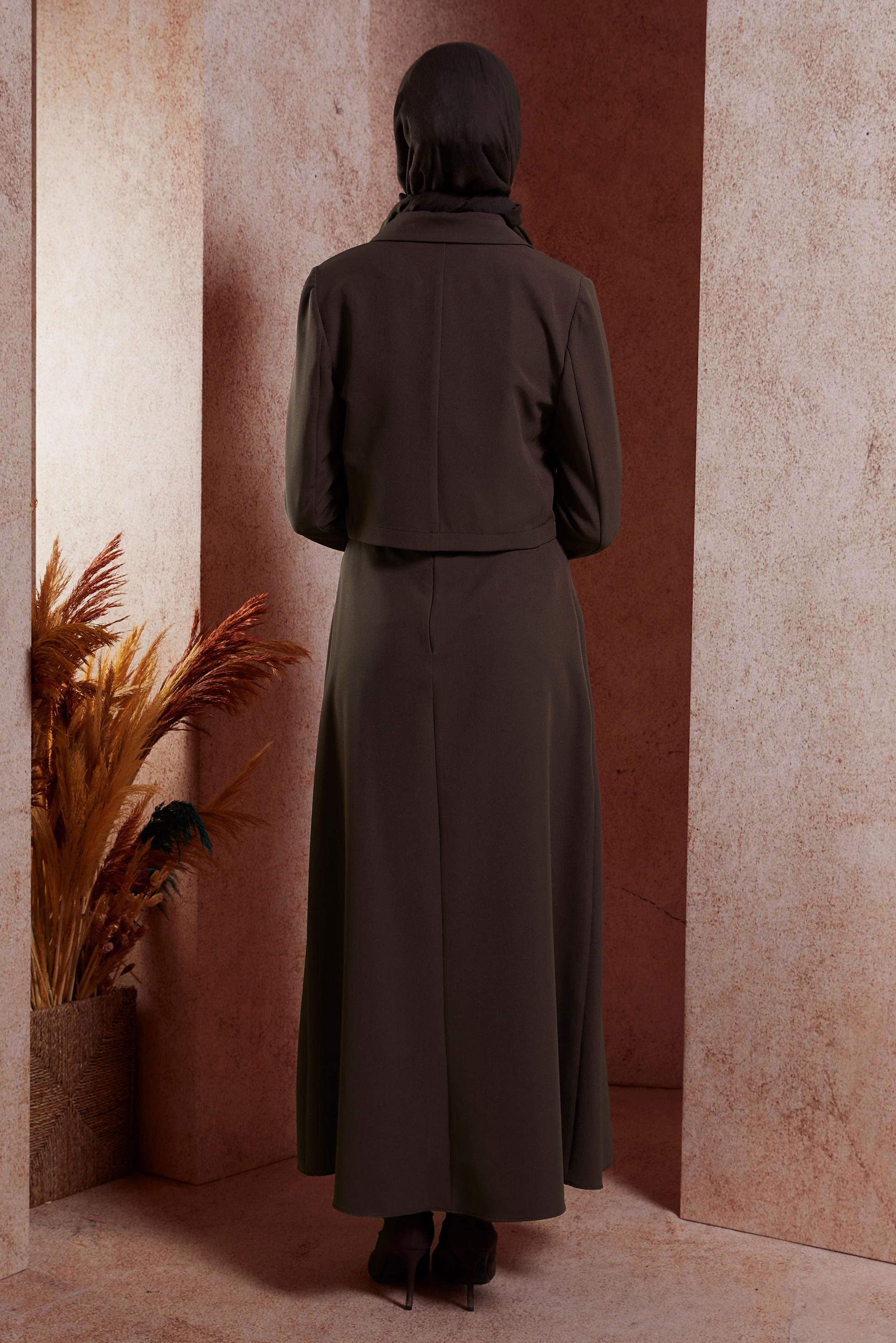 Vêtements hijab BRUN COSTUME À JUPE CEINTURÉE 45070