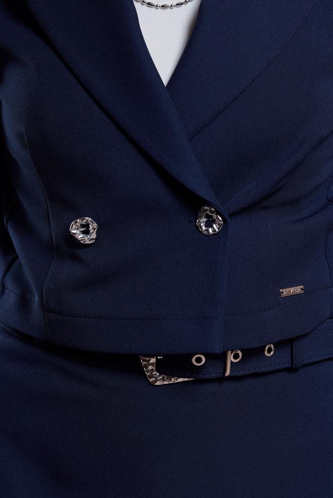 Vêtements hijab BLEU MARINE COSTUME À JUPE CEINTURÉE 45070 - ALVİNA