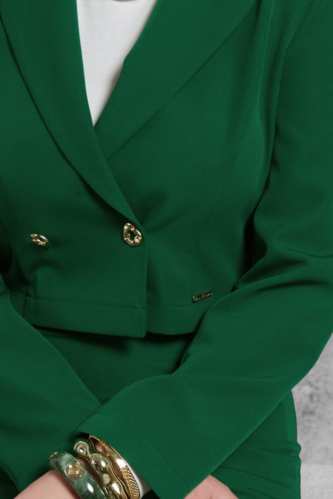 Vêtements hijab VERT COSTUME À JUPE CEINTURÉE 45070 - ALVİNA