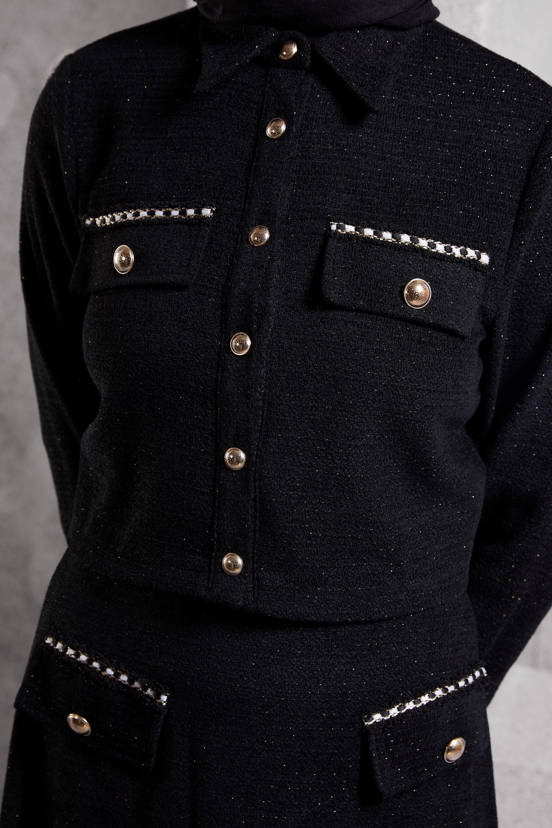 Tesettür giyim SİYAH DÜĞMELİ ETEKLİ TAKIM 45124