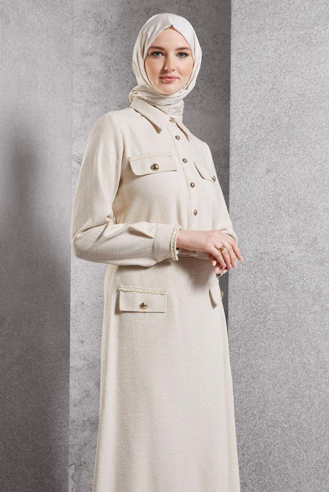 Vêtements hijab BRUN COSTUME À JUPE BOUTONNEE 45124 - ALVİNA