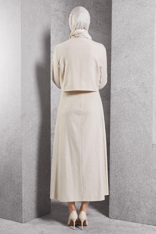 Vêtements hijab BRUN COSTUME À JUPE BOUTONNEE 45124 - ALVİNA