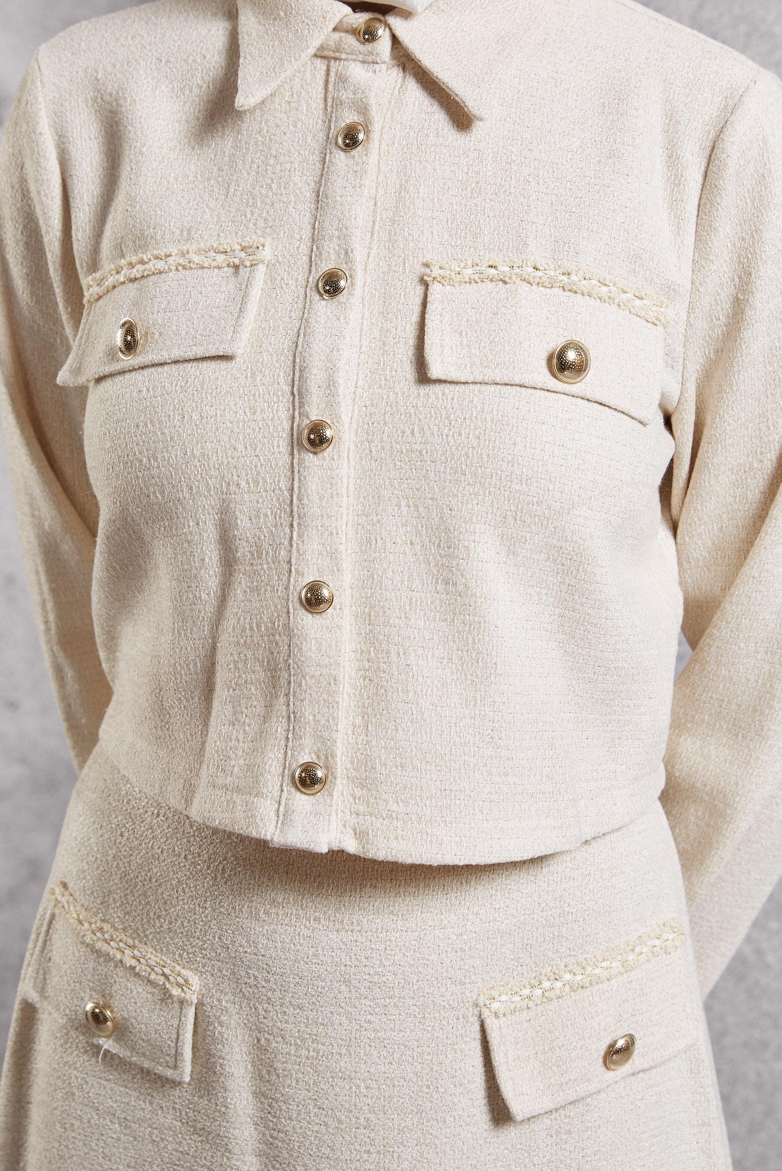 Tesettür giyim EKRU DÜĞMELİ ETEKLİ TAKIM 45124