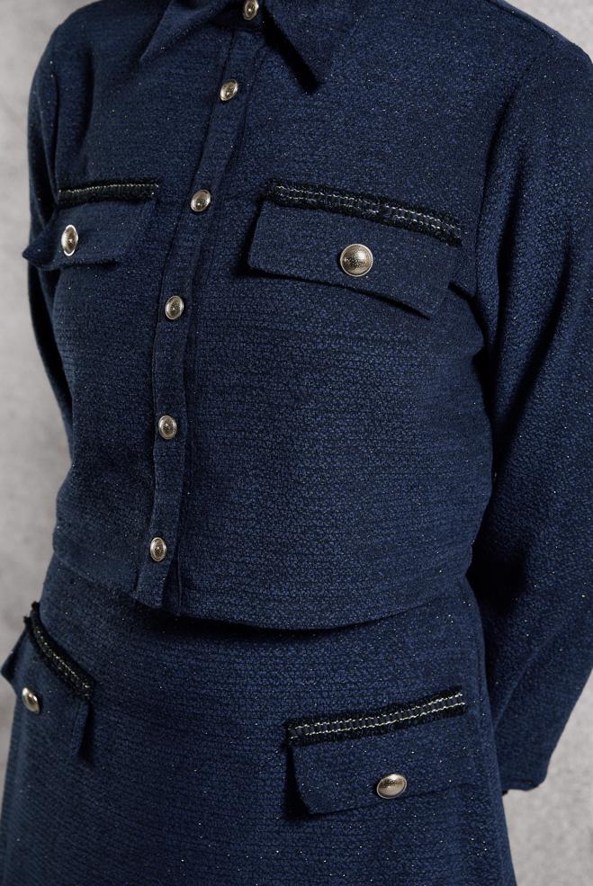 Vêtements hijab BLEU MARINE COSTUME À JUPE BOUTONNEE 45124 - ALVİNA