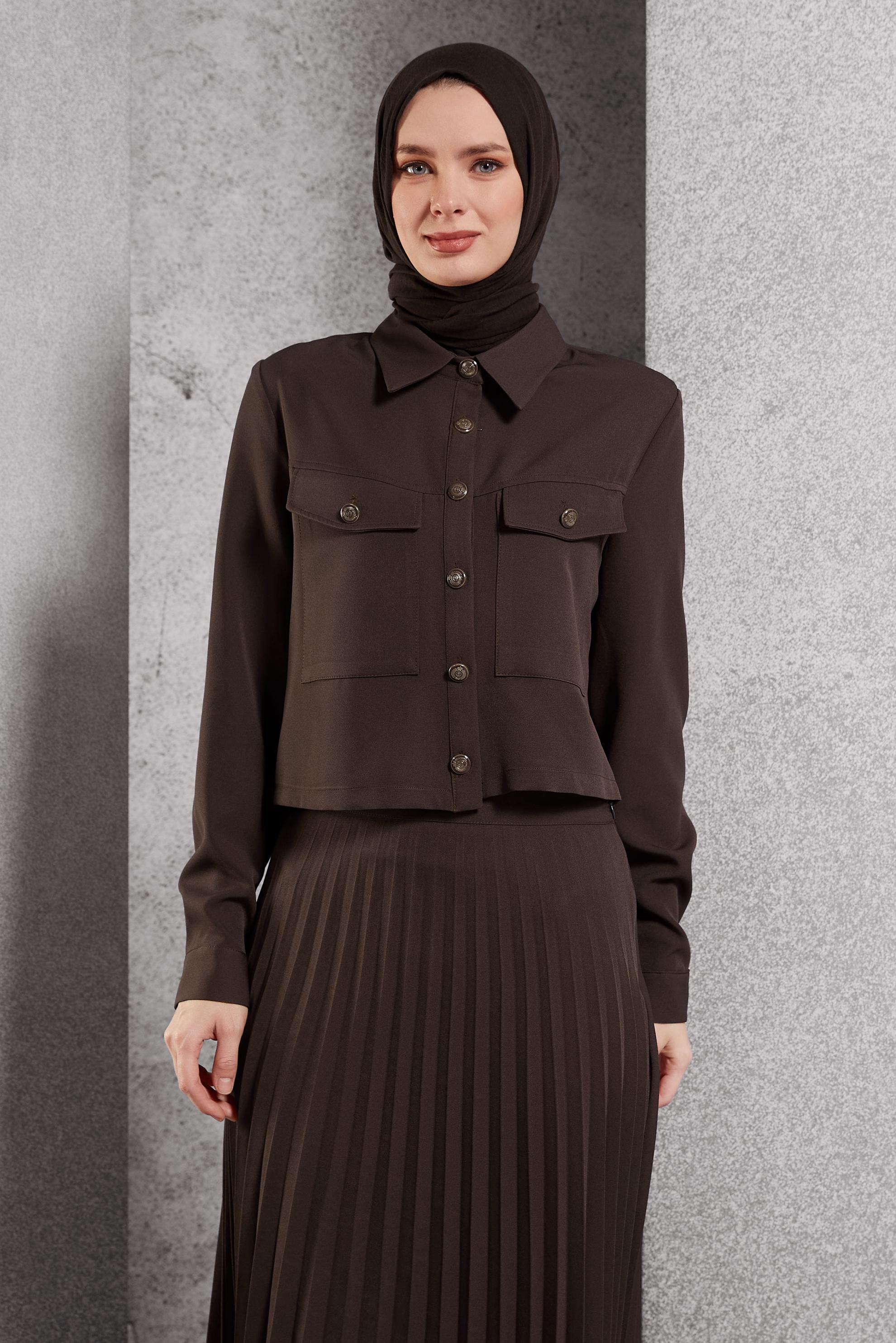 Vêtements hijab BRUN COSTUME À JUPE PLISSÉE 45170