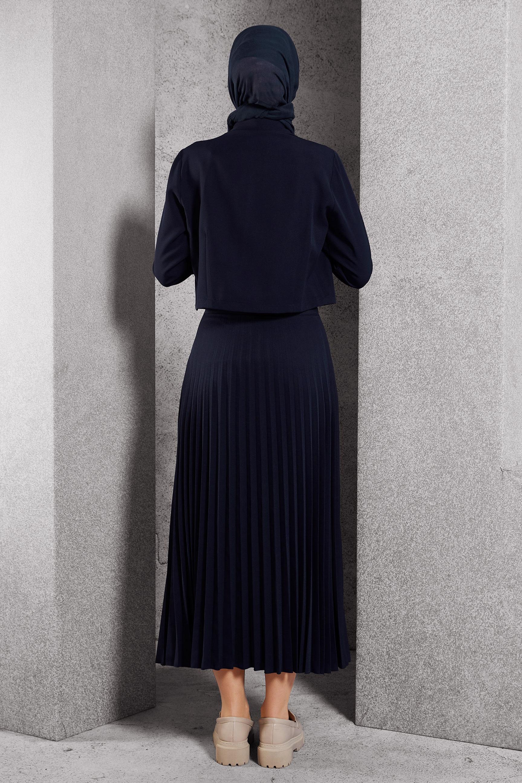 Vêtements hijab BLEU MARINE COSTUME À JUPE PLISSÉE 45170