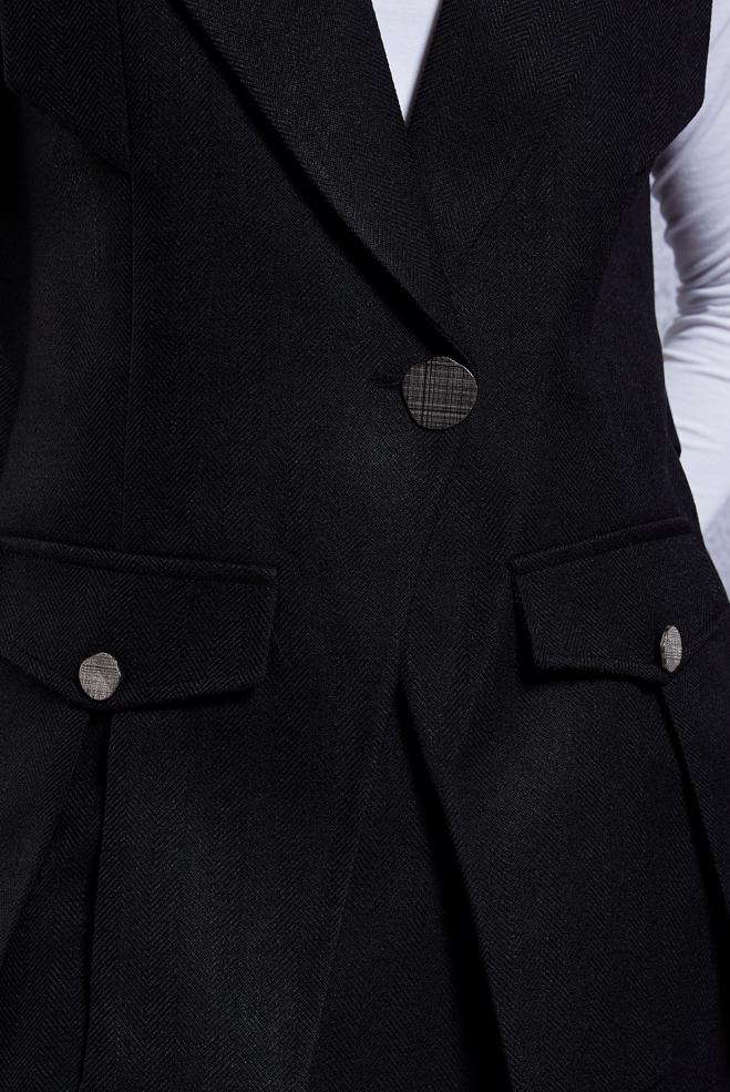 Vêtements hijab NOIR COSTUME À JUPE CEINTURÉE 45176 - ALVİNA