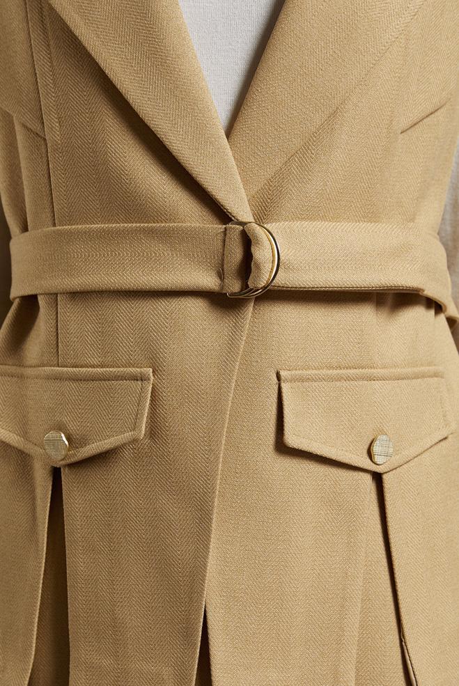 Vêtements hijab BRUN COSTUME À JUPE CEINTURÉE 45176 - ALVİNA