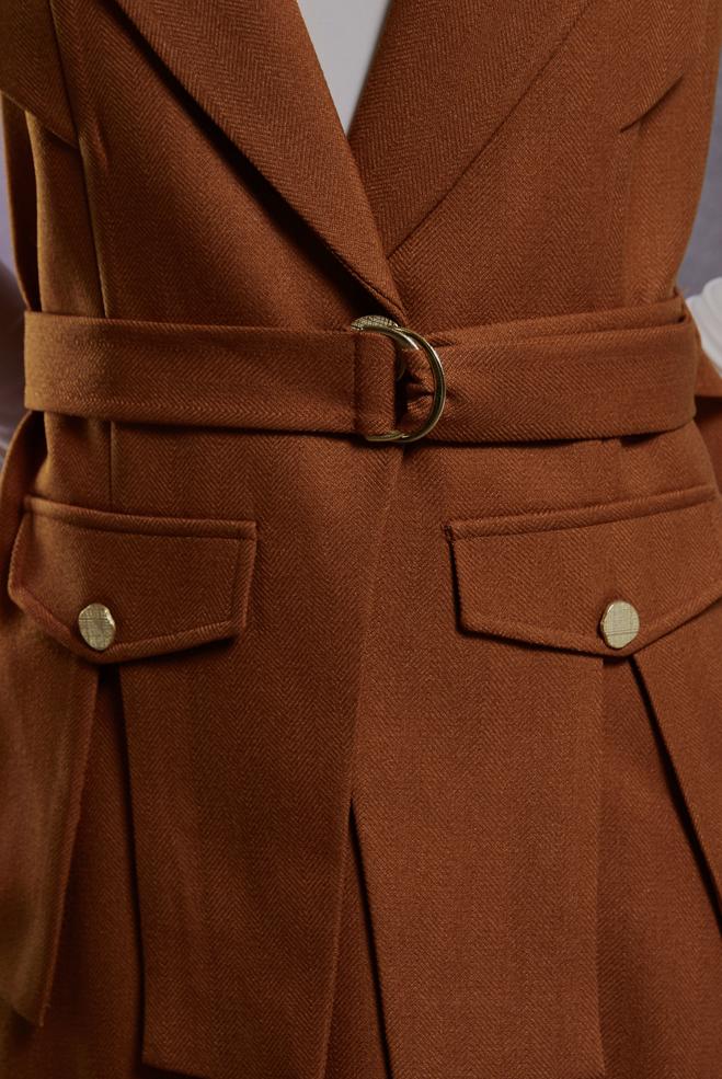 Vêtements hijab ORANGE COSTUME À JUPE CEINTURÉE 45176 - ALVİNA