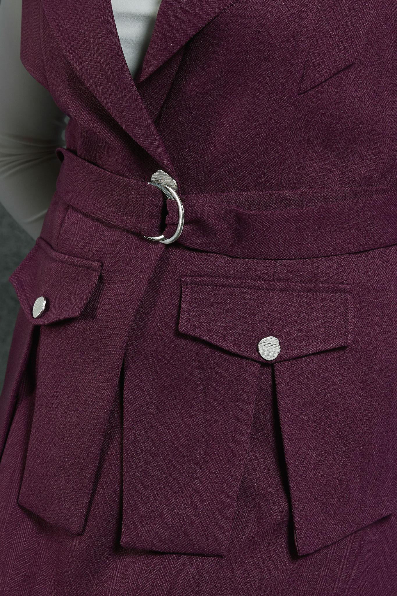 Vêtements hijab PRUNE COSTUME À JUPE CEINTURÉE 45176