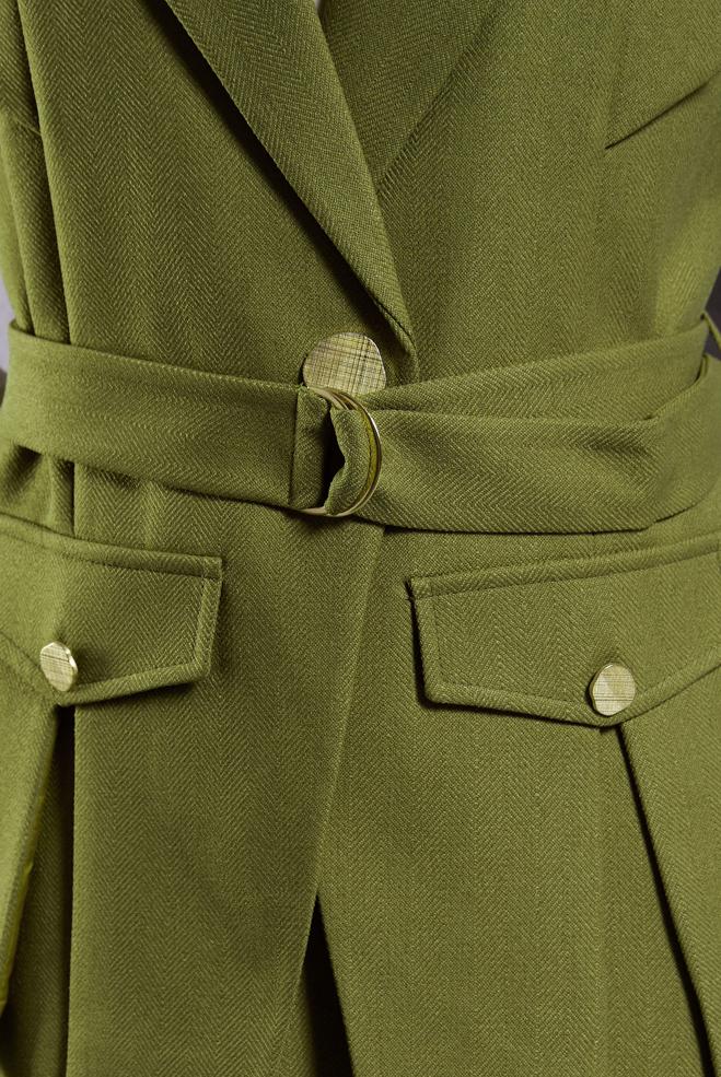 Vêtements hijab VERT COSTUME À JUPE CEINTURÉE 45176 - ALVİNA