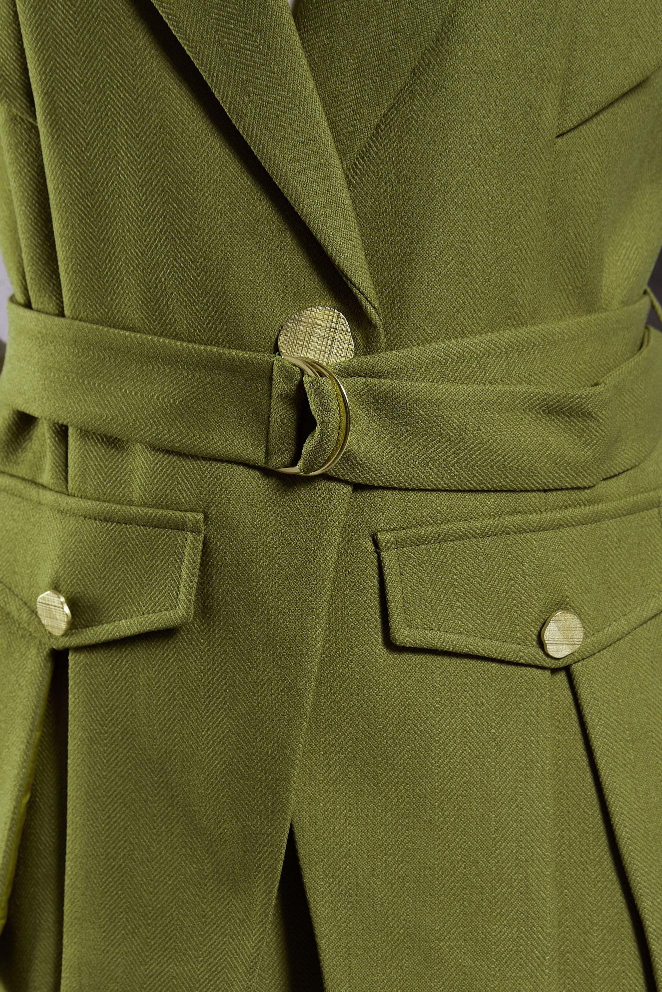 Vêtements hijab VERT COSTUME À JUPE CEINTURÉE 45176