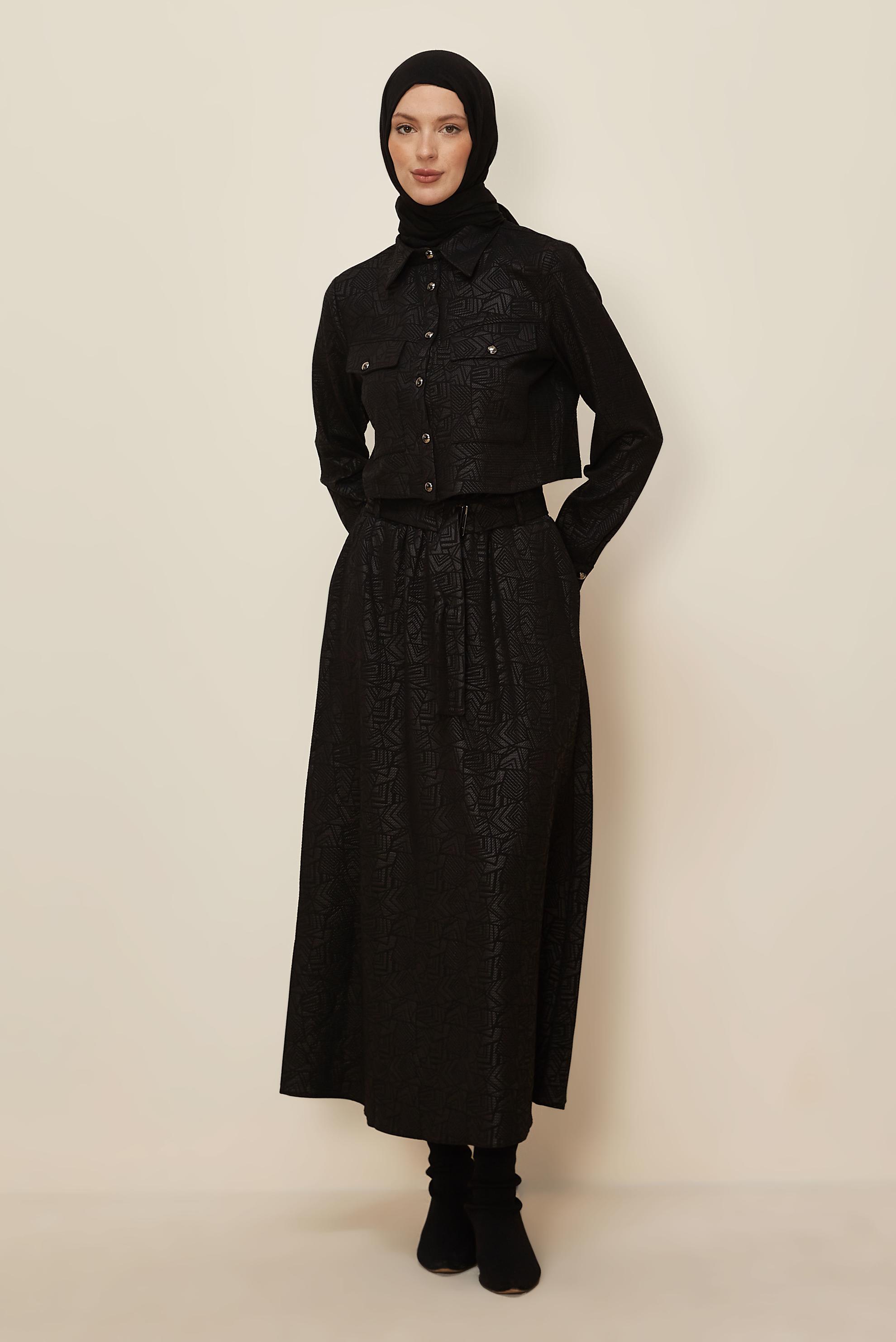 Hijab clothing BLACK JACQUARD SKIRTED SUIT 45185