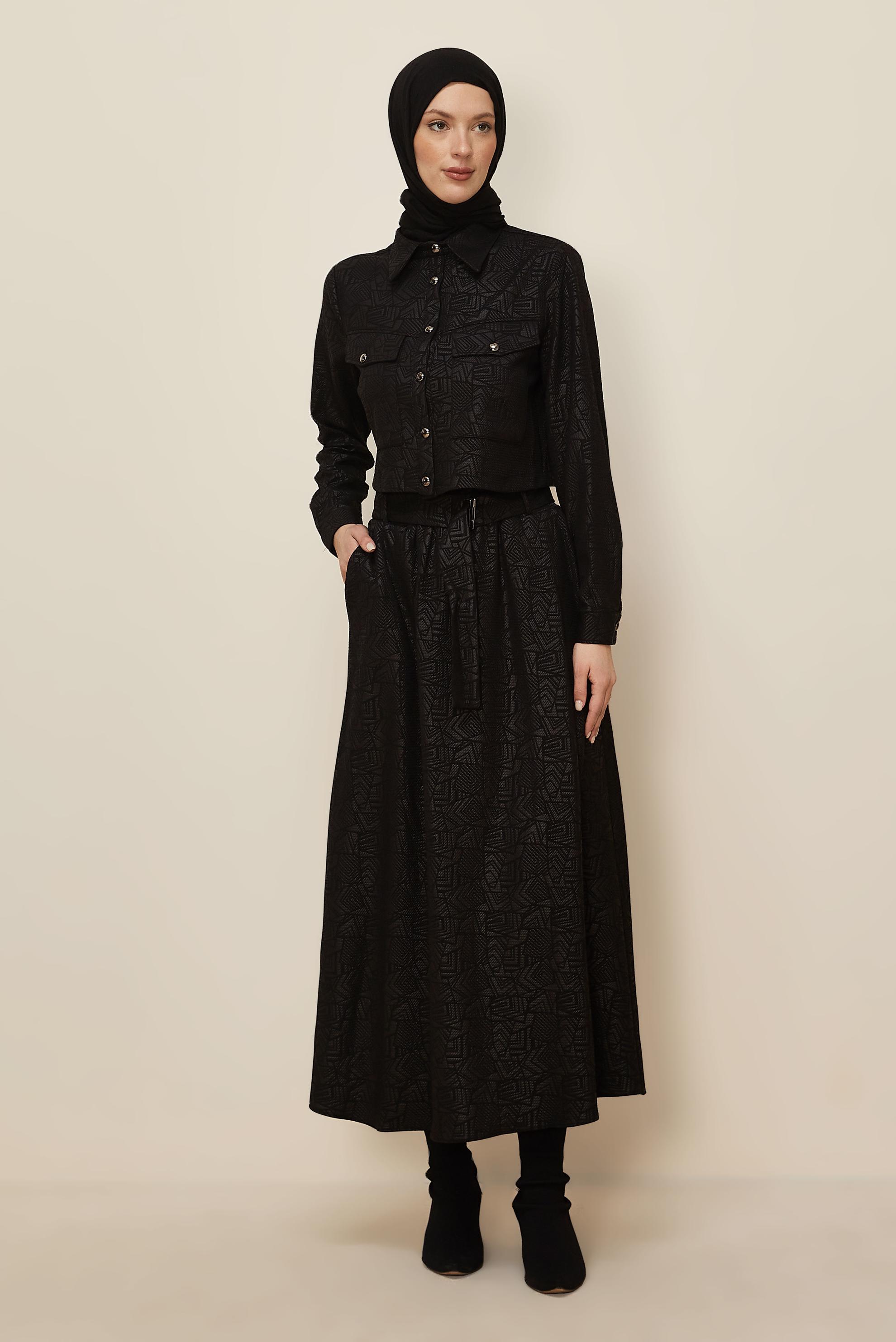 Hijab clothing BLACK JACQUARD SKIRTED SUIT 45185