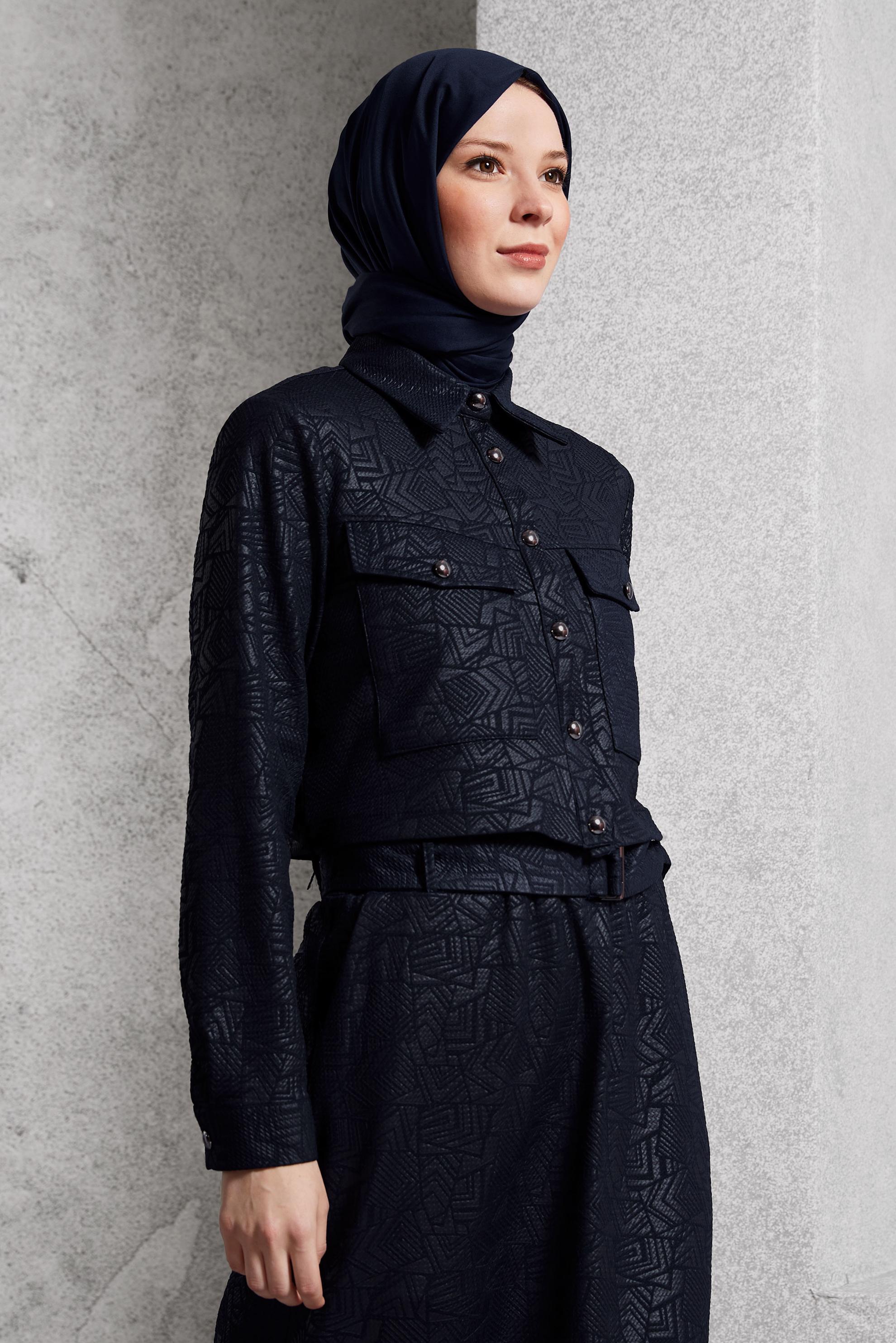 Vêtements hijab BLEU MARINE COSTUME À JUPE JACQUARD 45185