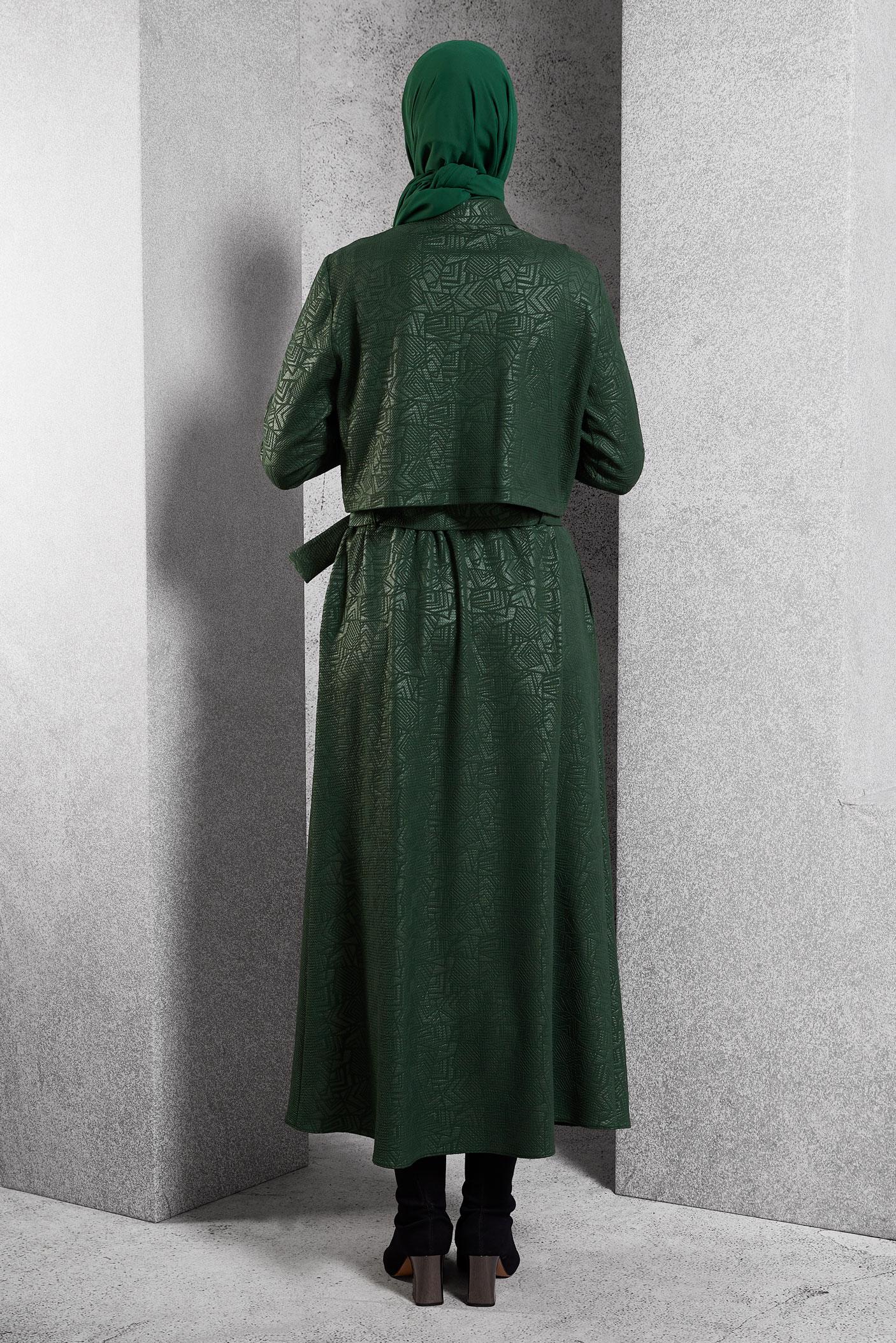 Vêtements hijab VERT COSTUME À JUPE JACQUARD 45185