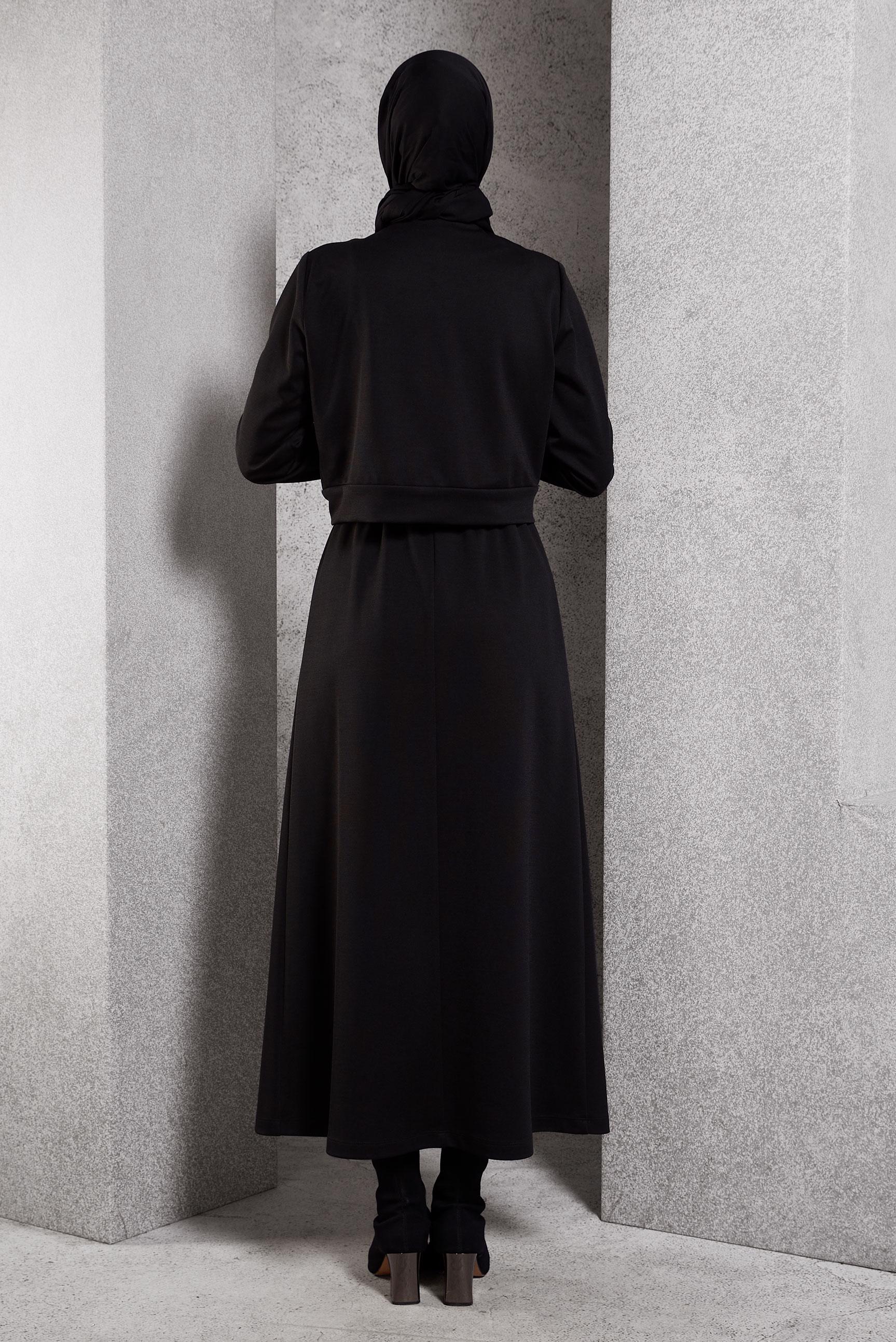 Vêtements hijab NOIR COSTUME À JUPE BOUTONNEE 45186