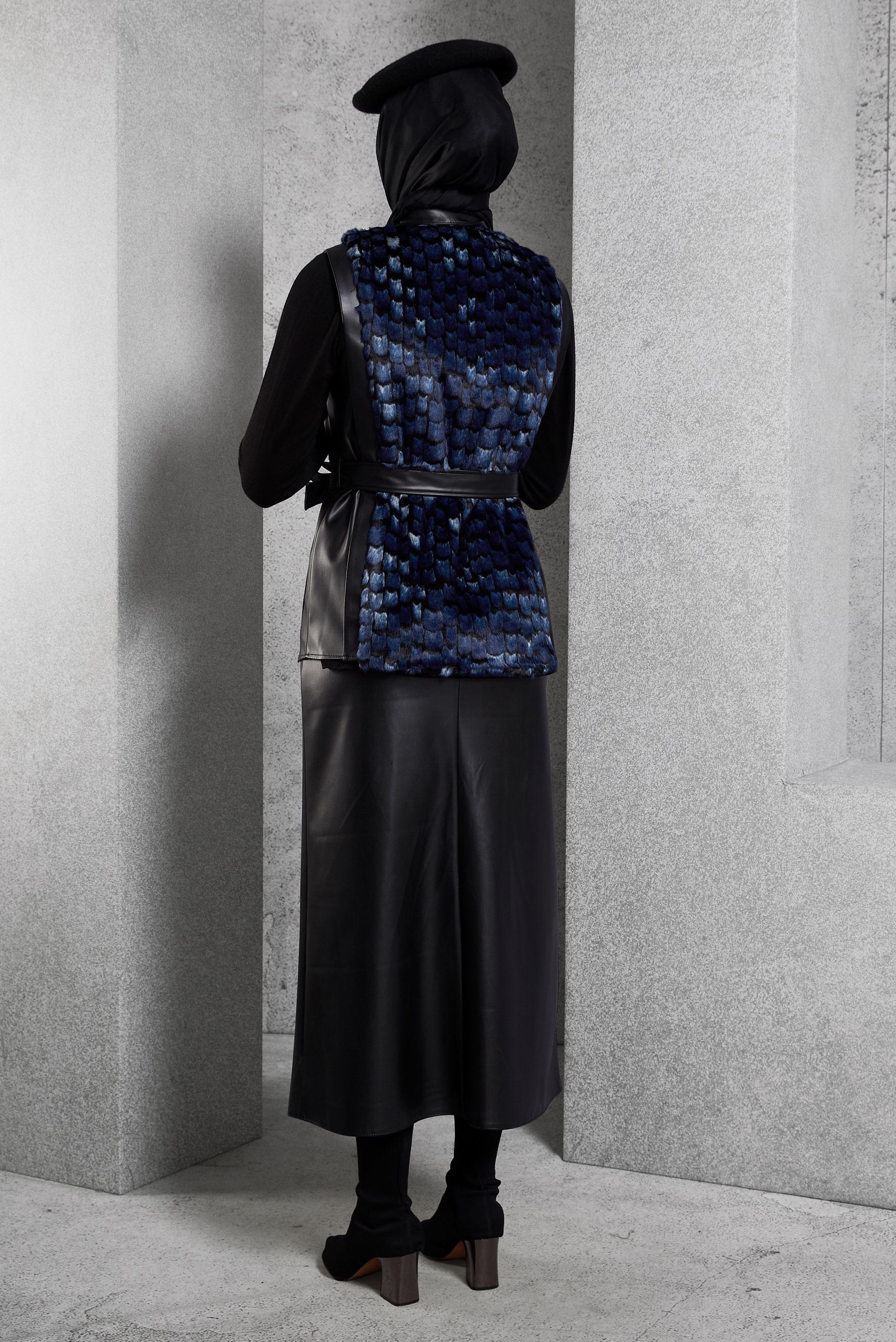 Vêtements hijab BLEU MARINE COSTUME À JUPE CEINTURÉE 45192 