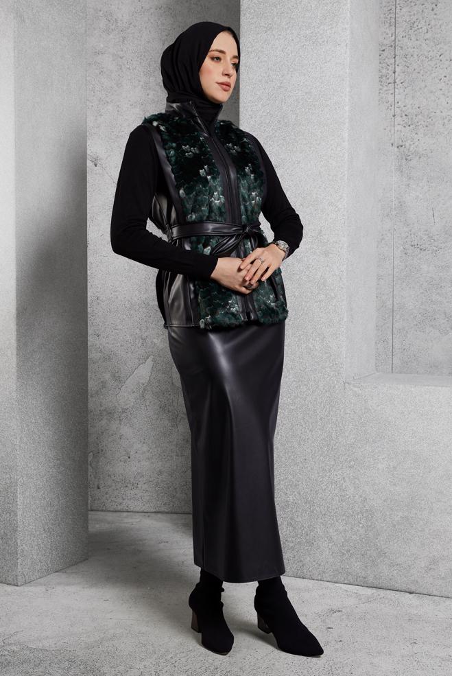 Vêtements hijab VERT COSTUME À JUPE CEINTURÉE 45192  - ALVİNA