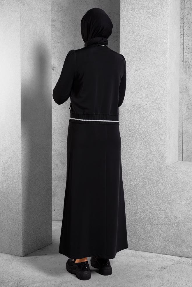 Vêtements hijab NOIR COSTUME JUPE AVEC VESTE 45215 - ALVİNA