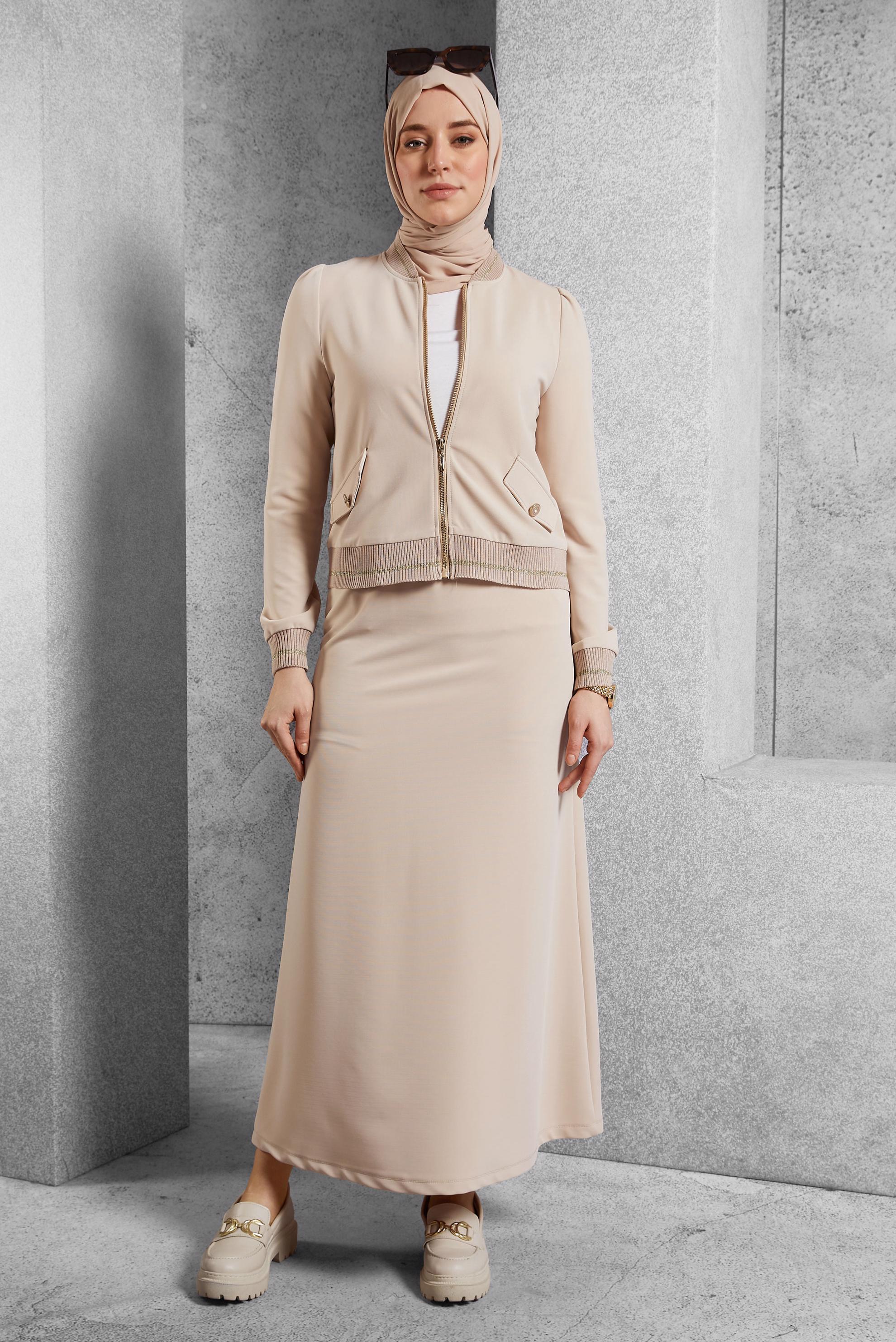 Hijab clothing BEIGE SKIRTED SUIT WITH JACKET 45215