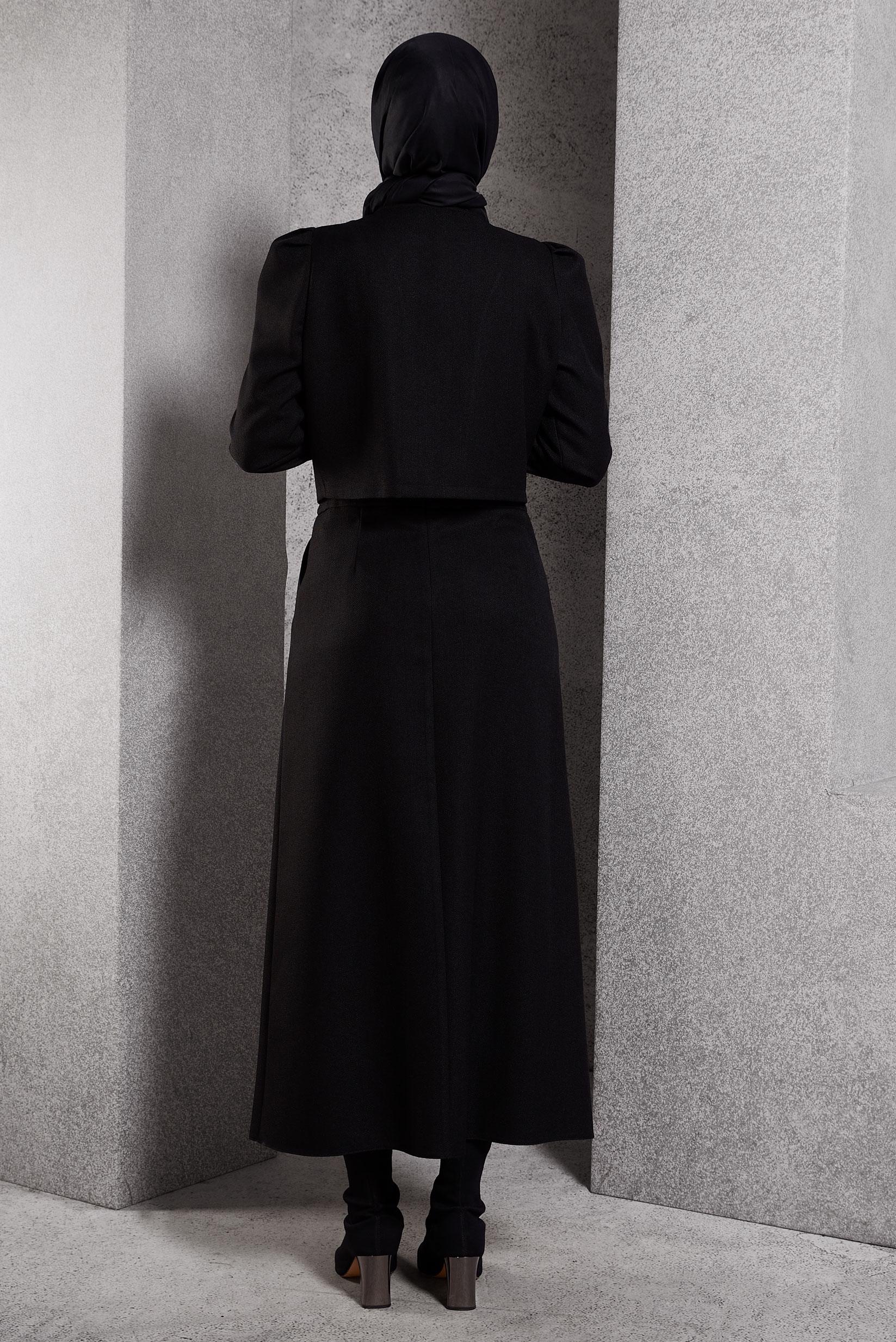 Vêtements hijab NOIR COSTUME À JUPE BOUTONNEE 45278