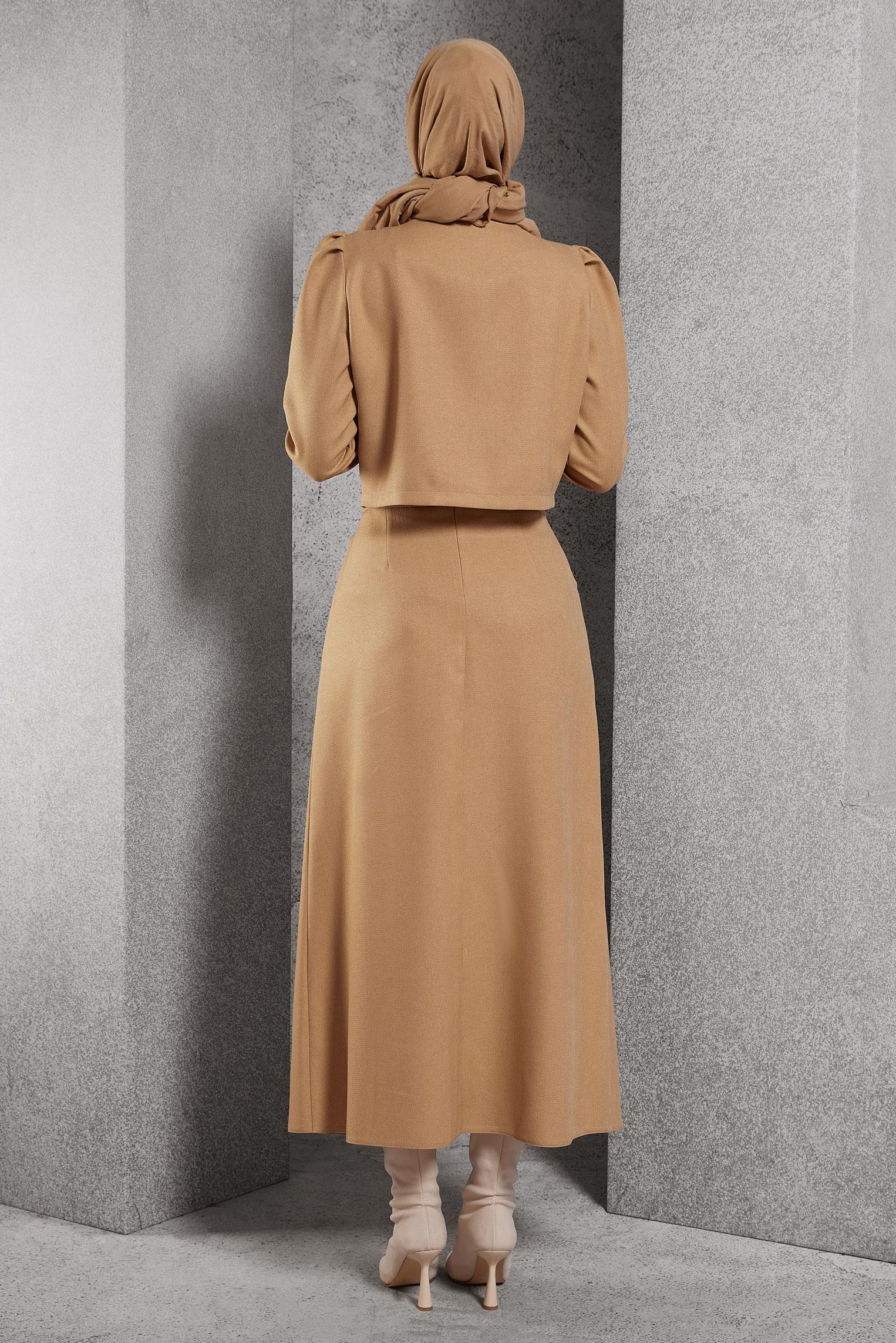 Vêtements hijab BRUN COSTUME À JUPE BOUTONNEE 45278