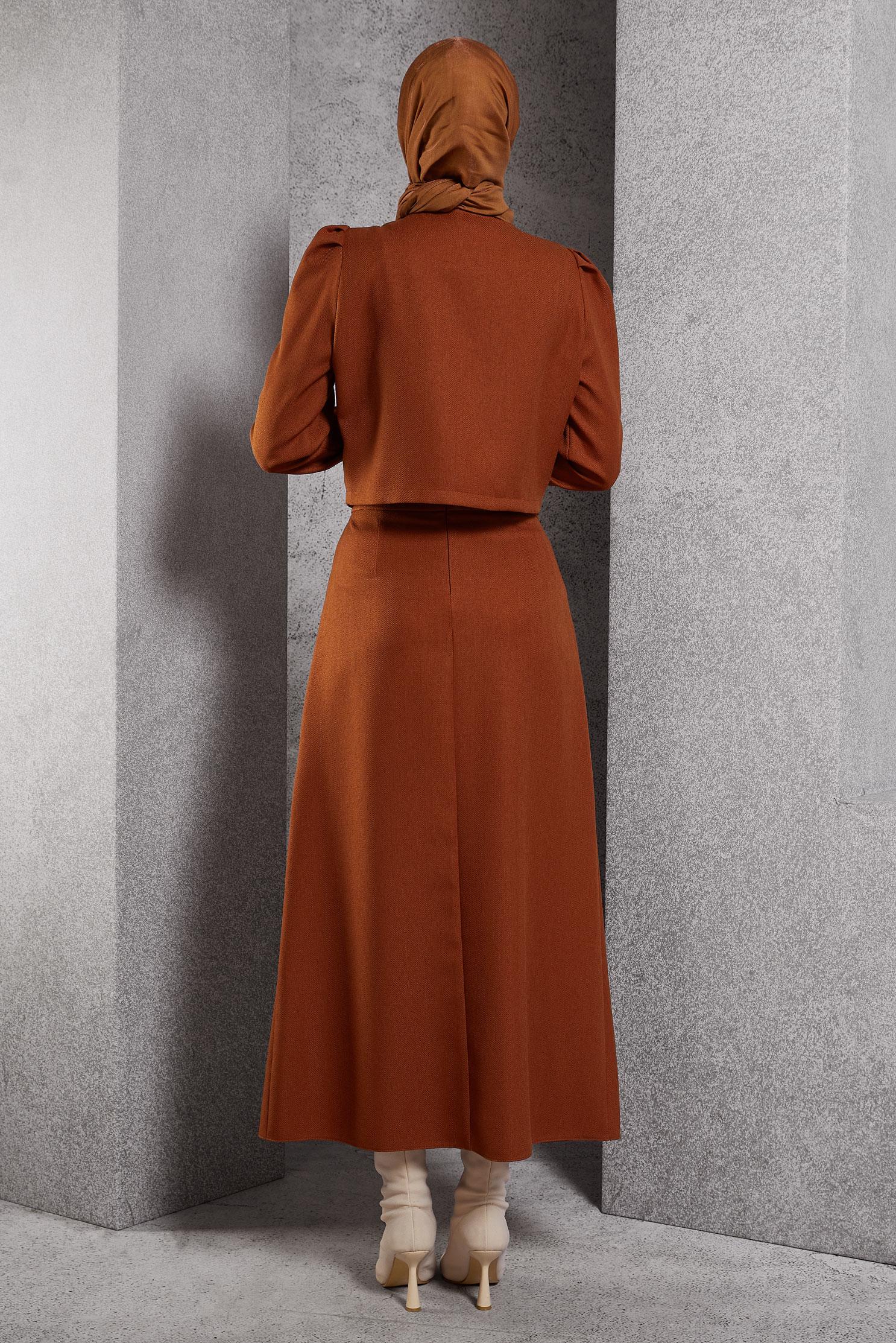 Vêtements hijab ORANGE COSTUME À JUPE BOUTONNEE 45278