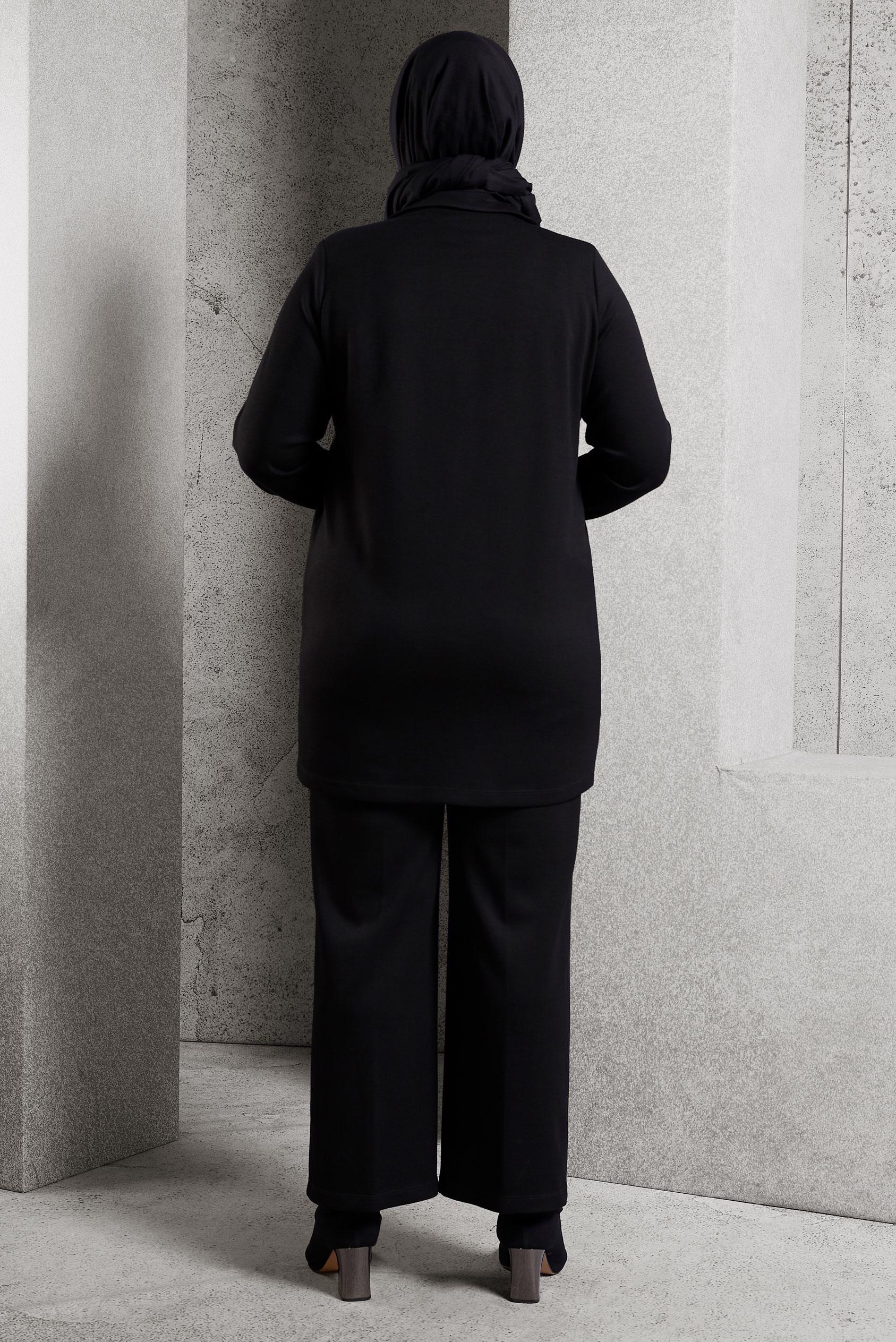 Hijab clothing BLACK ZIPPERED PANTS SUIT 20646