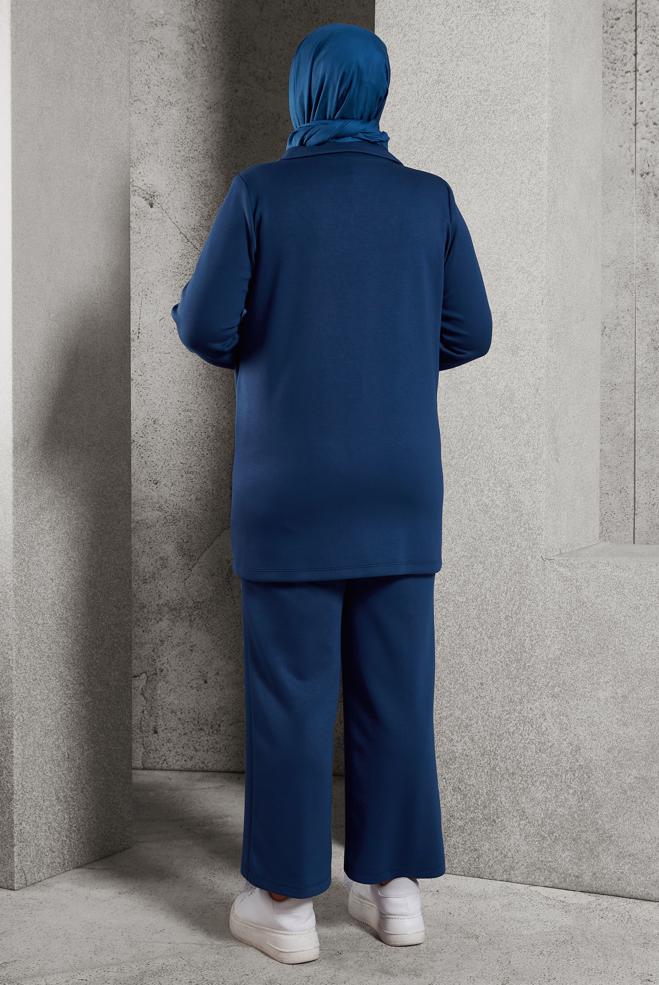 Vêtements hijab BLEU MARINE COMBINAISON PANTALON À FERMETURE ÉCLAIR 20646 - ALVİNA