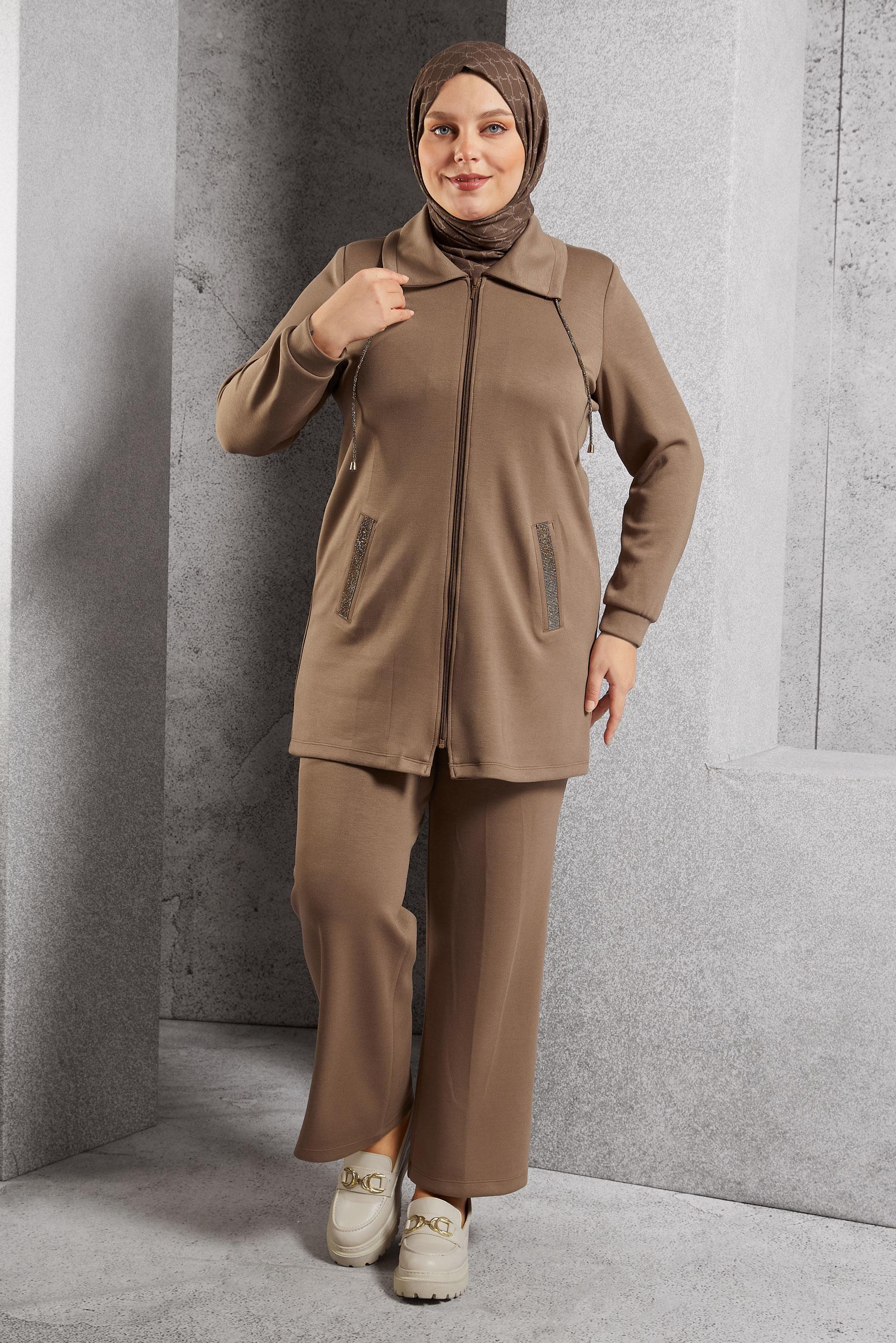 Hijab clothing MINK ZIPPERED PANTS SUIT 20646