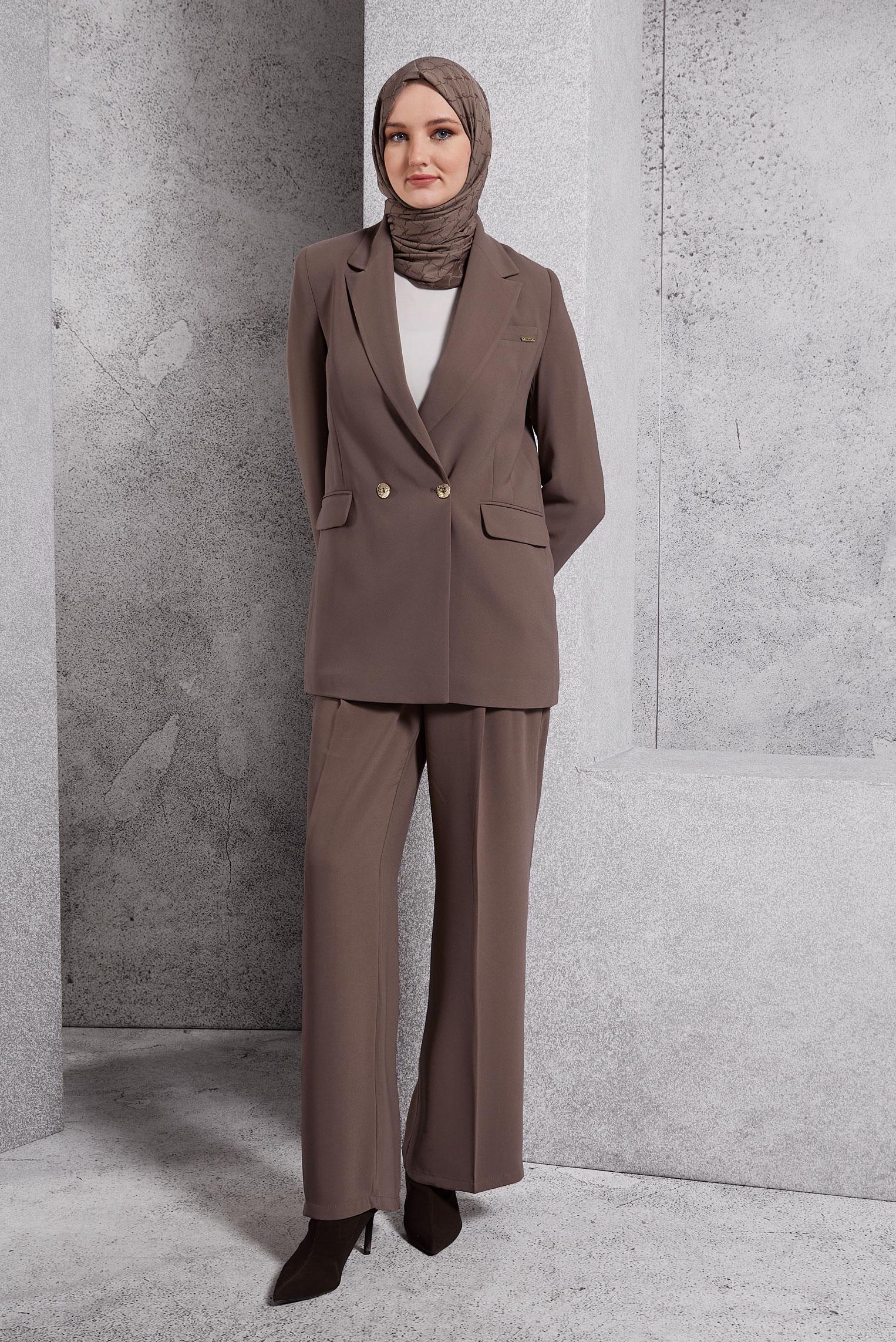 Vêtements hijab VISON COSTUME PANTALON À DOUBLE BOUTONNAGE 30504