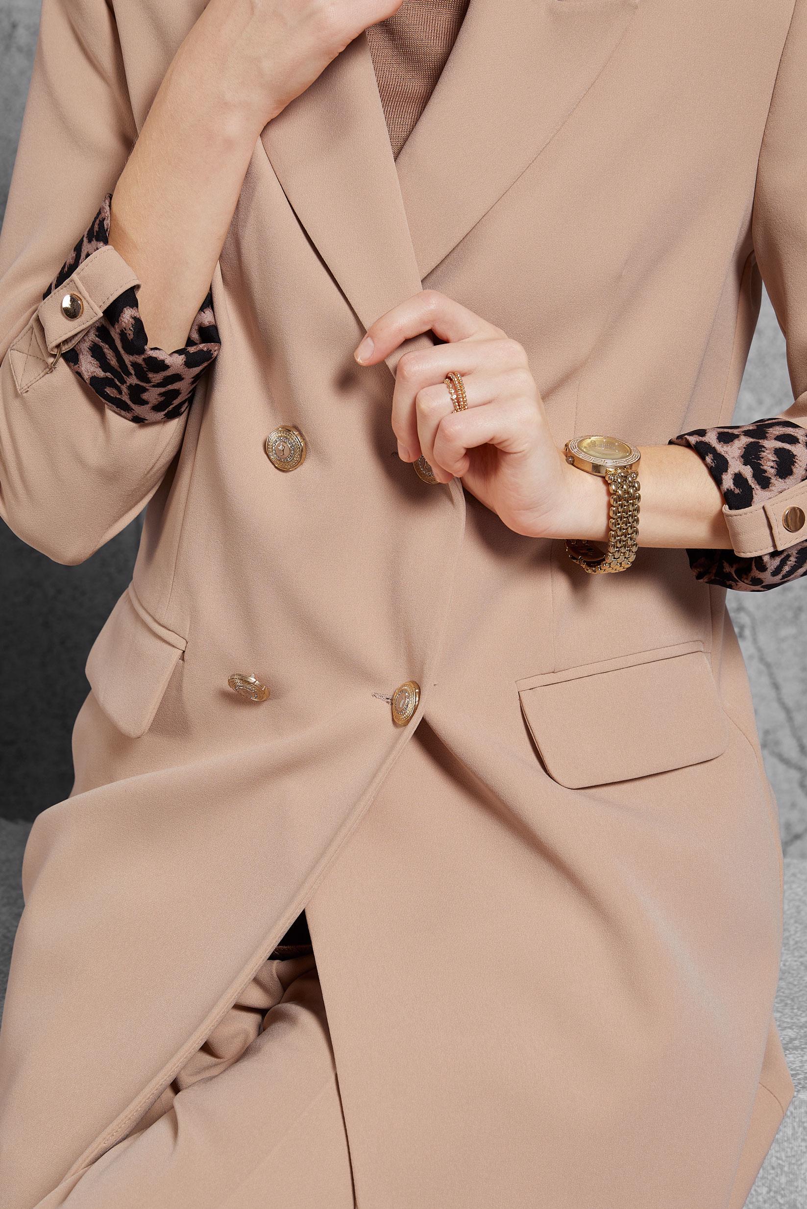 Tesettür giyim BEJ KRUVAZE YAKA PANTOLONLU TAKIM 30508