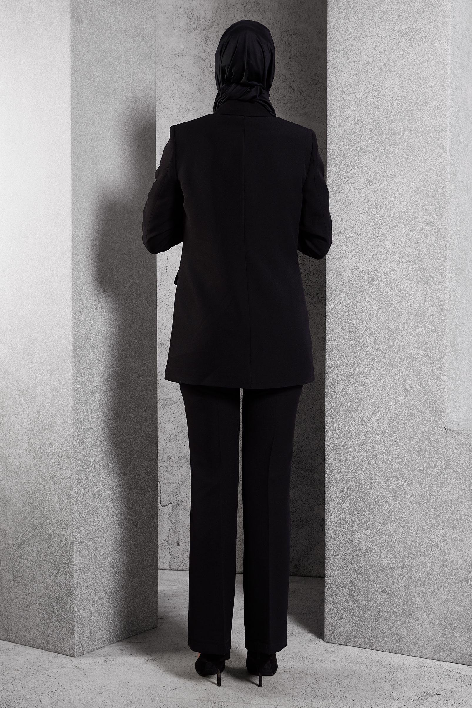 Hijab clothing BLACK DOUBLE BREASTED PANTS SUIT 30509