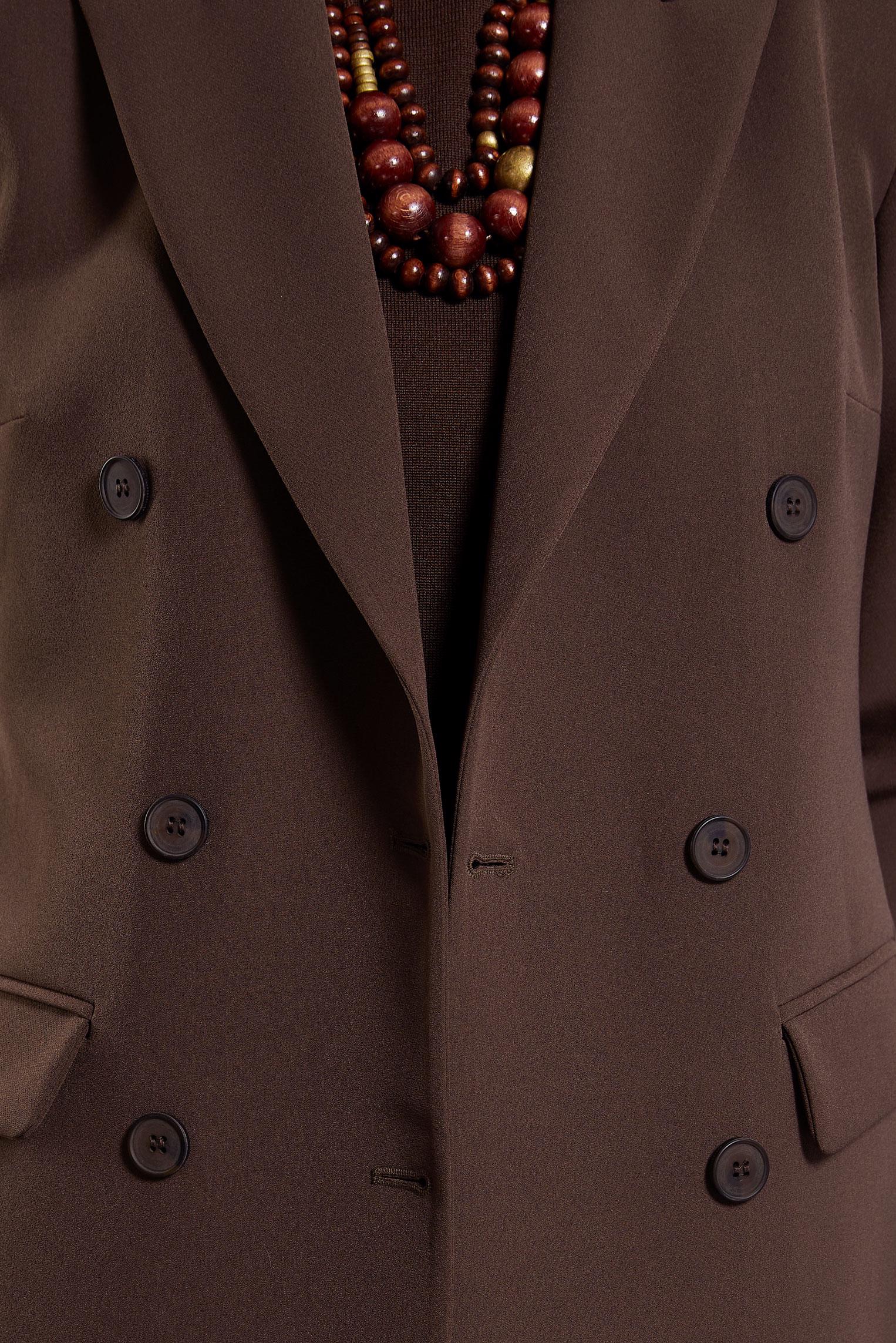 Tesettür giyim KAHVE KRUVAZE YAKA PANTOLONLU TAKIM 30509