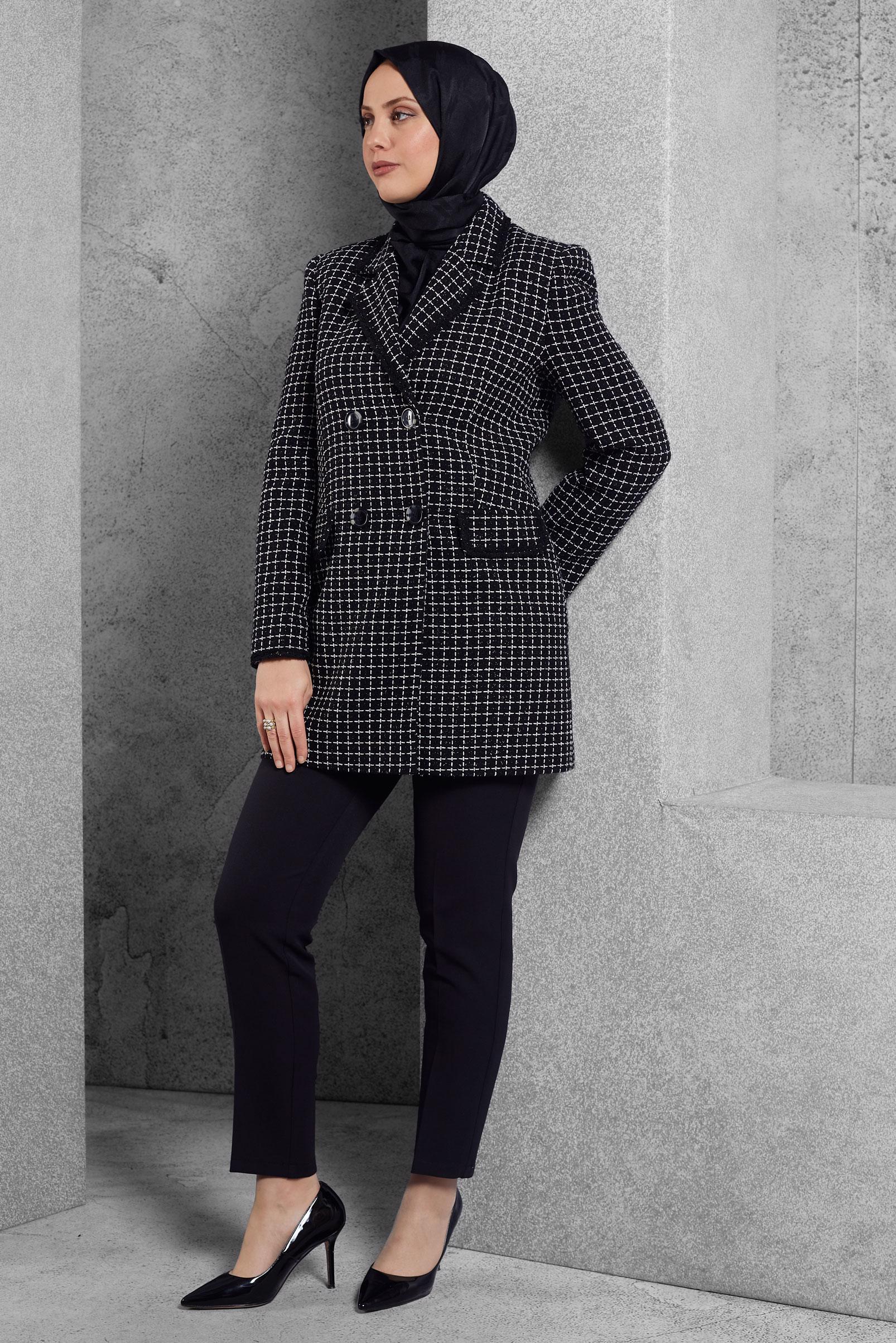 Hijab clothing BLACK TWEED PANTS SUIT 30510