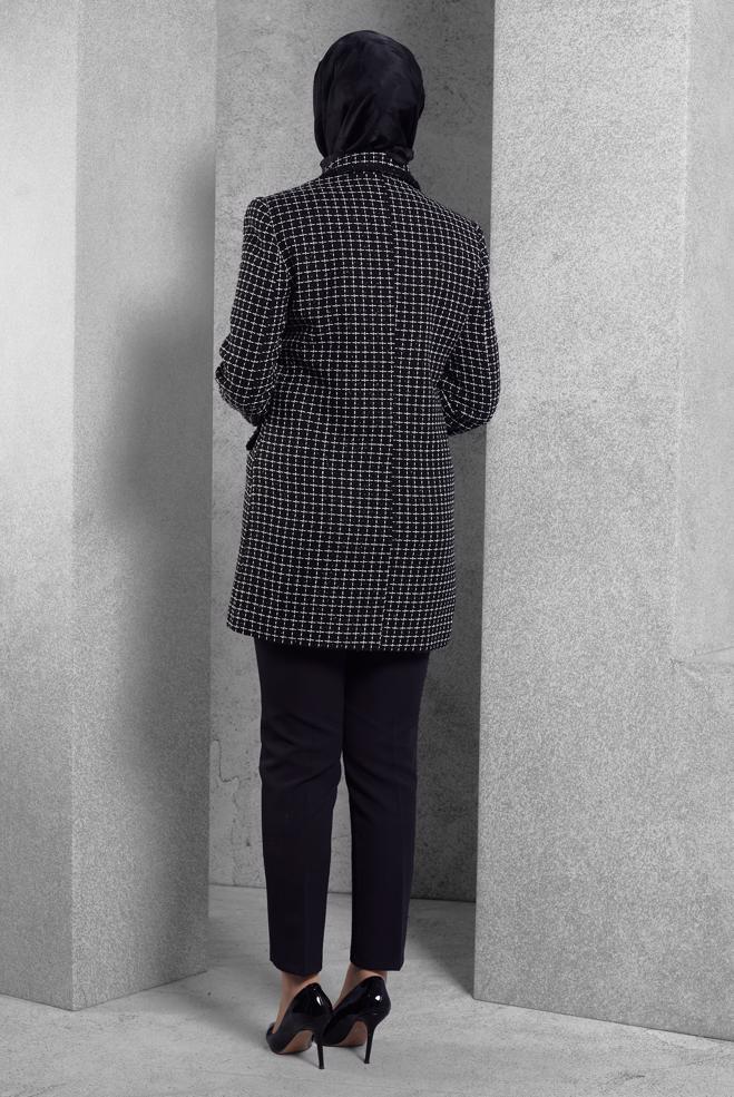 Hijab clothing BLACK TWEED PANTS SUIT 30510 - ALVİNA