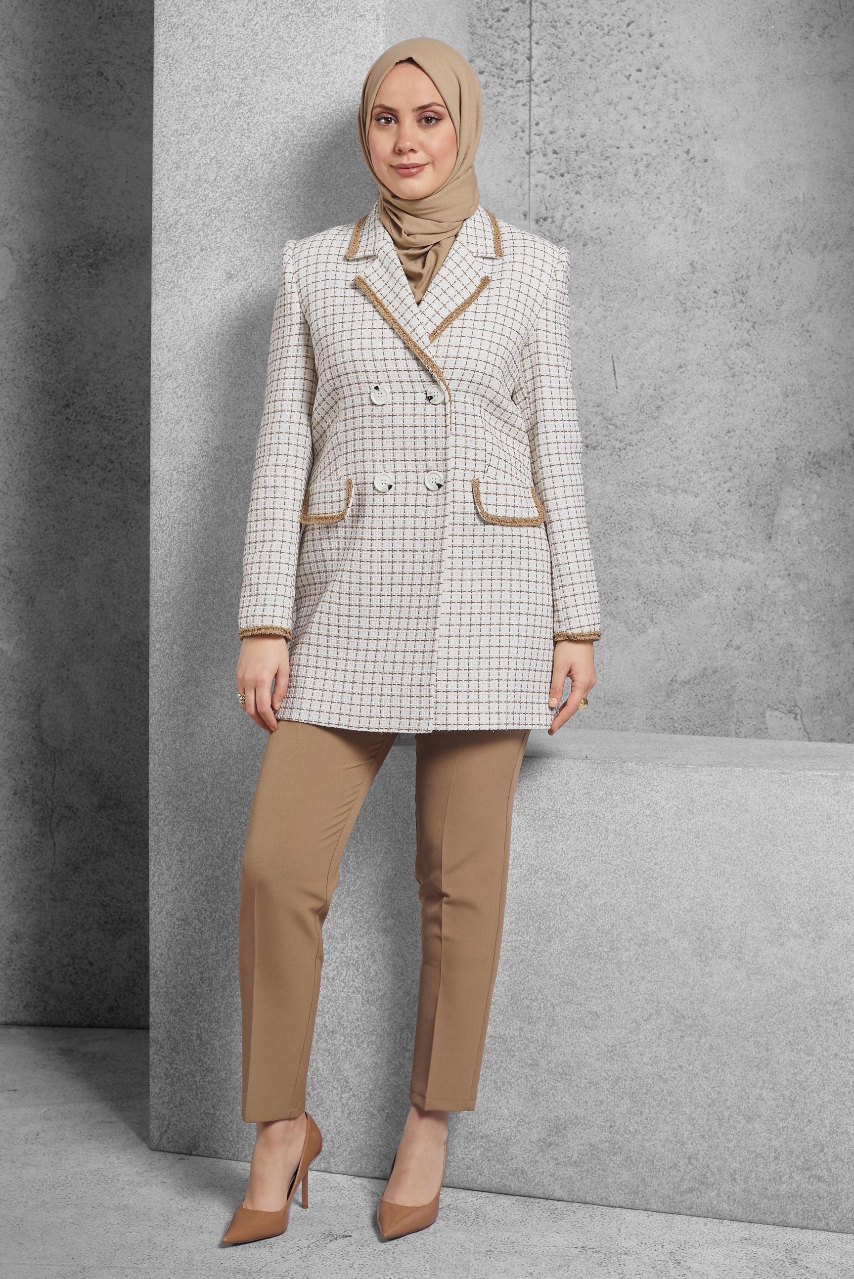 Hijab clothing BEIGE TWEED PANTS SUIT 30510
