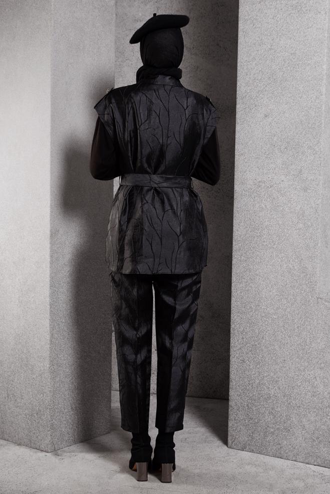 Tesettür giyim SİYAH PANTOLONLU JAKAR TAKIM 44735 - ALVİNA