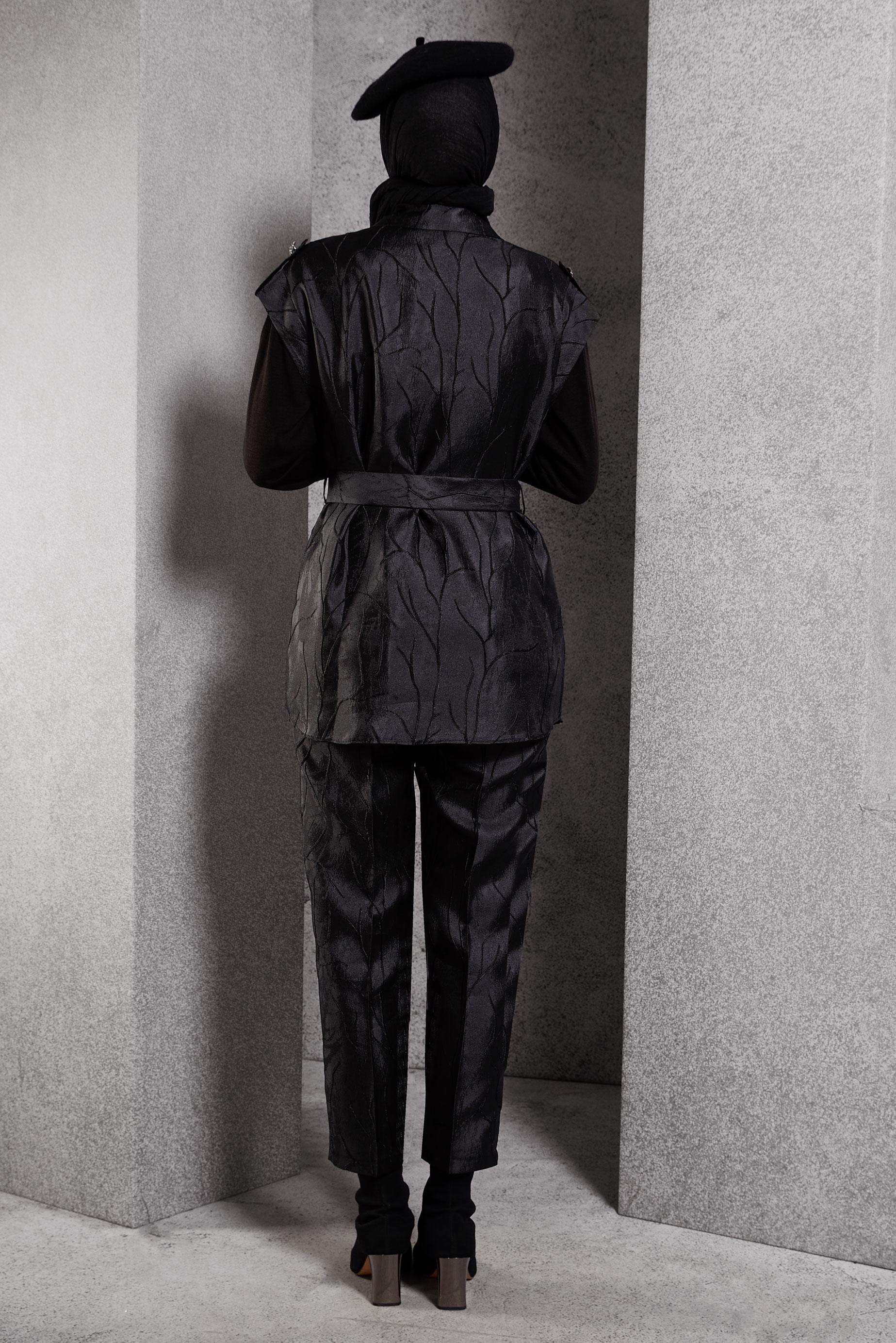 Vêtements hijab NOIR COSTUME PANTALON JACQUARD 44735	