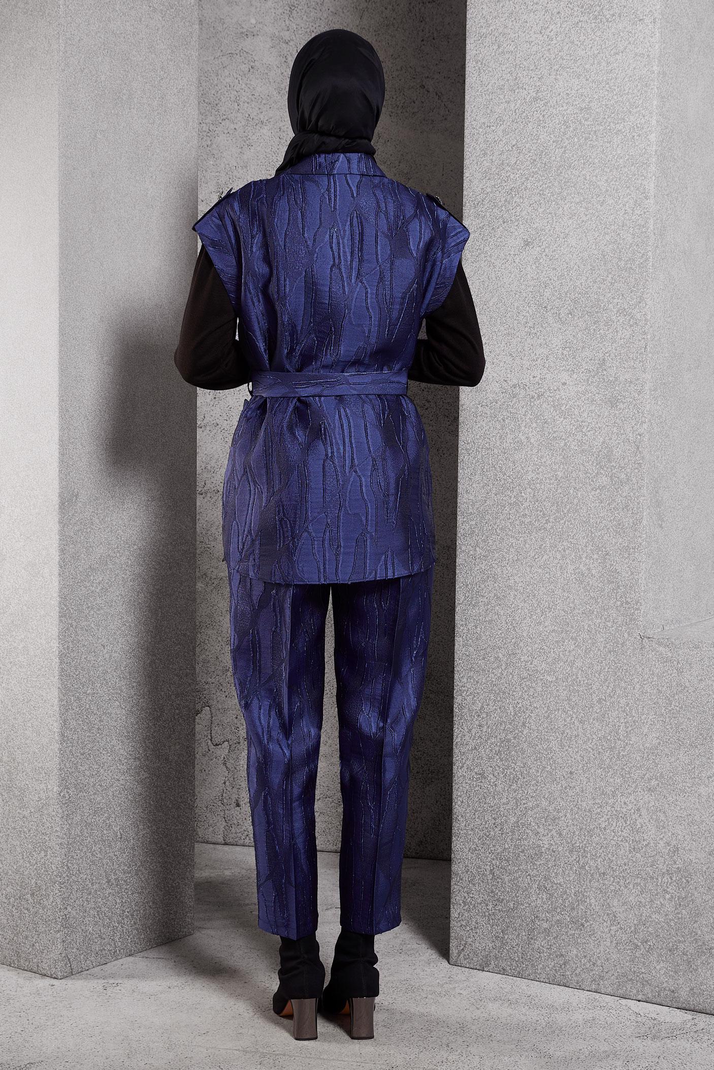 Hijab clothing NAVY BLUE JACQUARD PANTS SUIT 44735