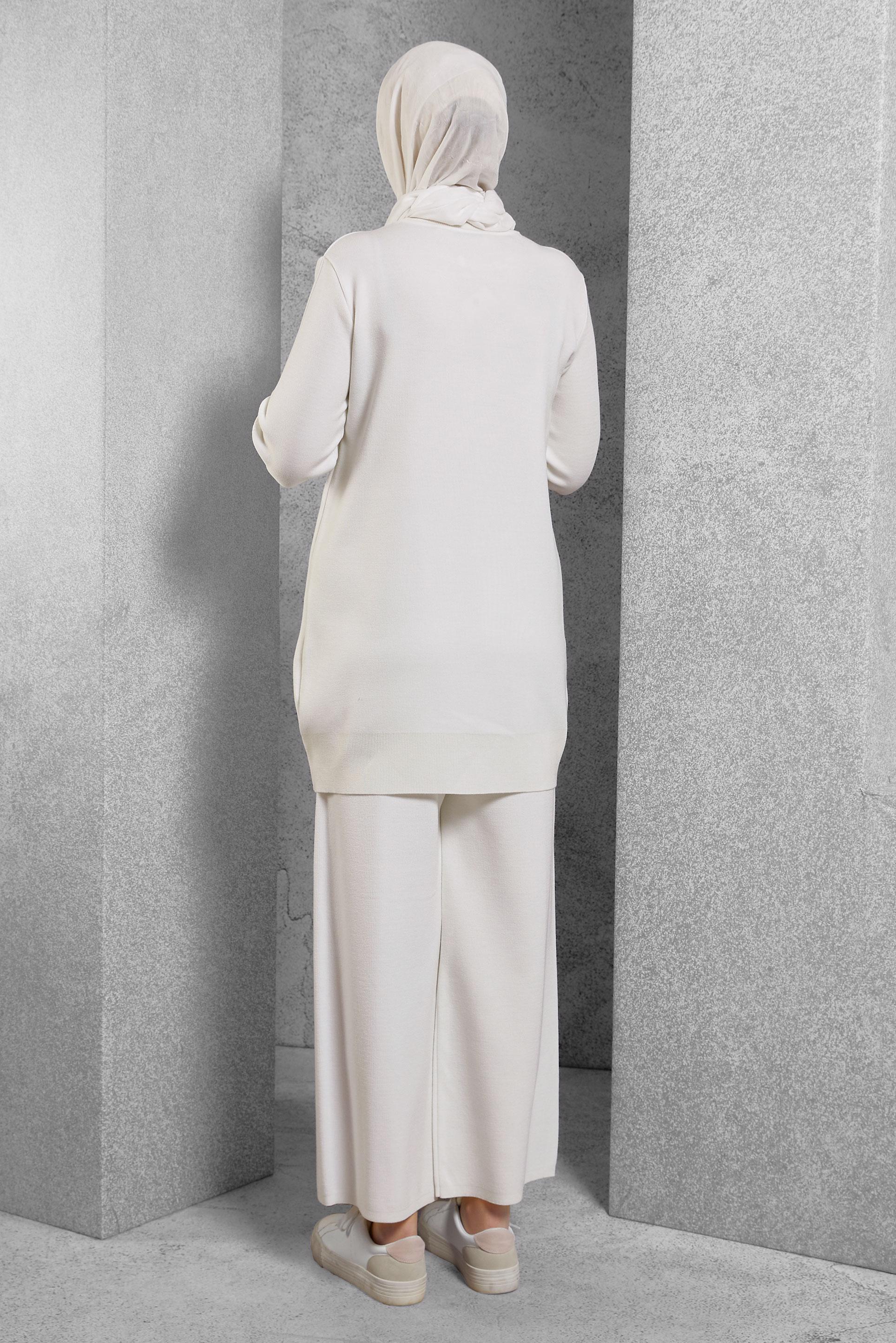 Hijab clothing WHITE KNITWEAR PANTS SUIT 44910