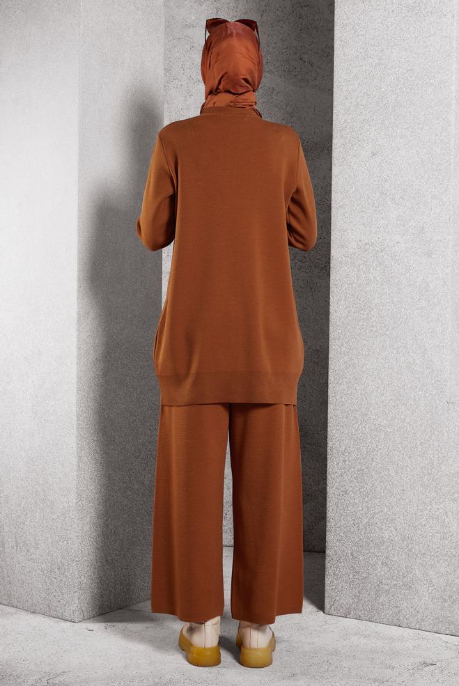 Hijab clothing ORANGE KNITWEAR PANTS SUIT 44910 - ALVİNA