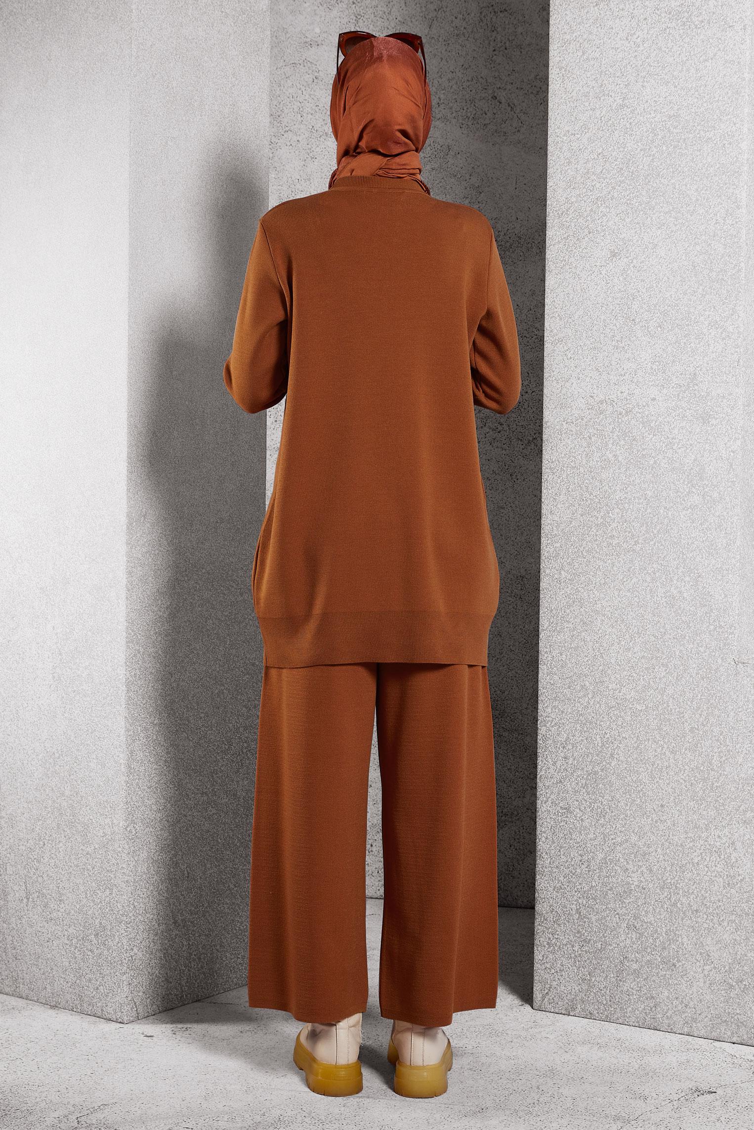Hijab clothing ORANGE KNITWEAR PANTS SUIT 44910