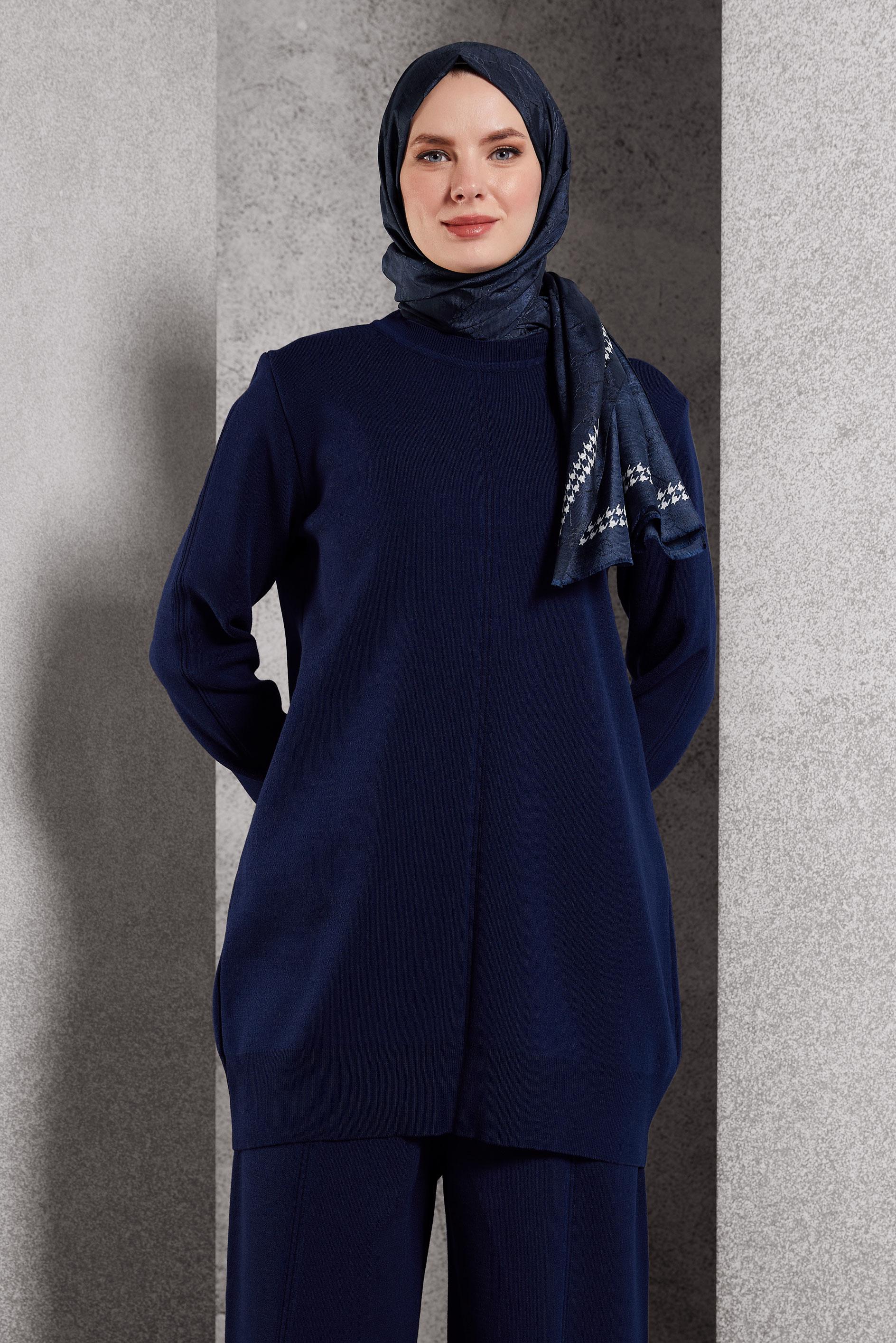 Vêtements hijab BLEU MARINE COSTUME PANTALON EN MAILLE 44910