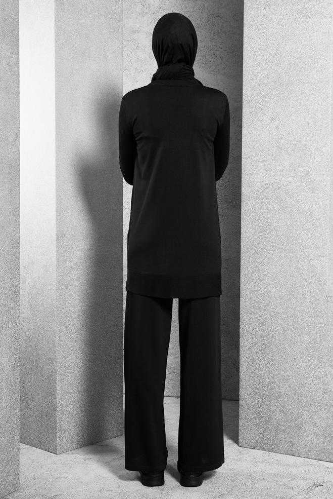 Vêtements hijab NOIR PANTALON DE COSTUME EN MAILLE 44951 - ALVİNA