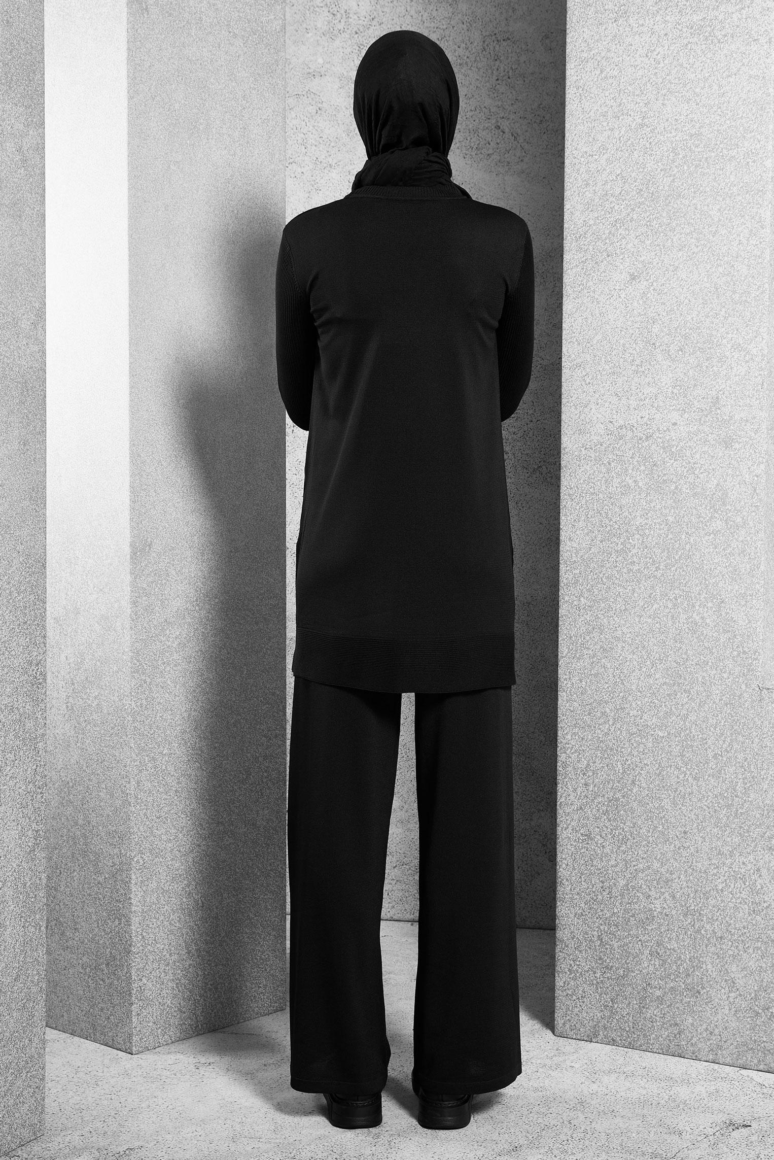 Vêtements hijab NOIR PANTALON DE COSTUME EN MAILLE 44951