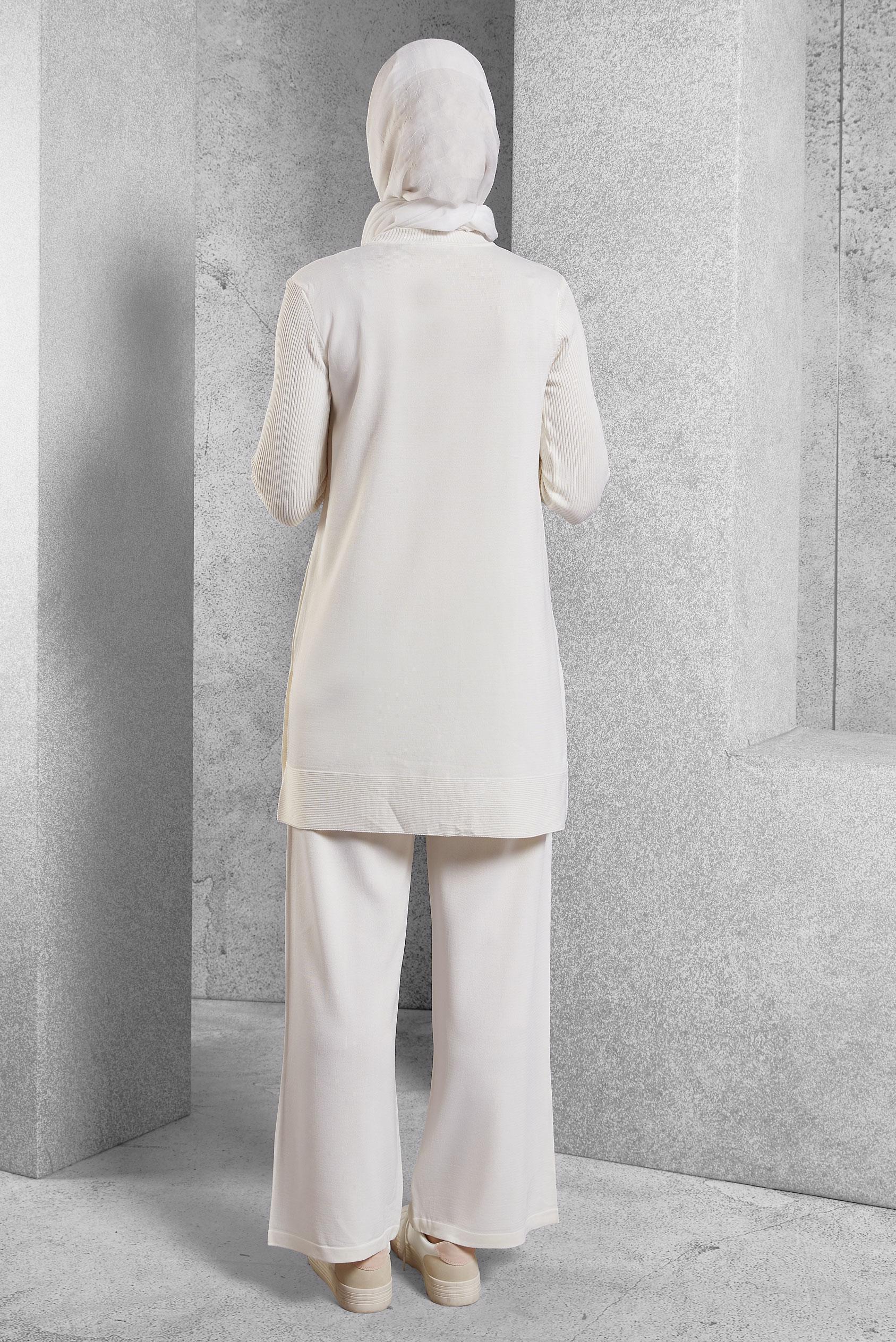 Hijab clothing WHITE KNITWEAR PANTS SUIT 44951